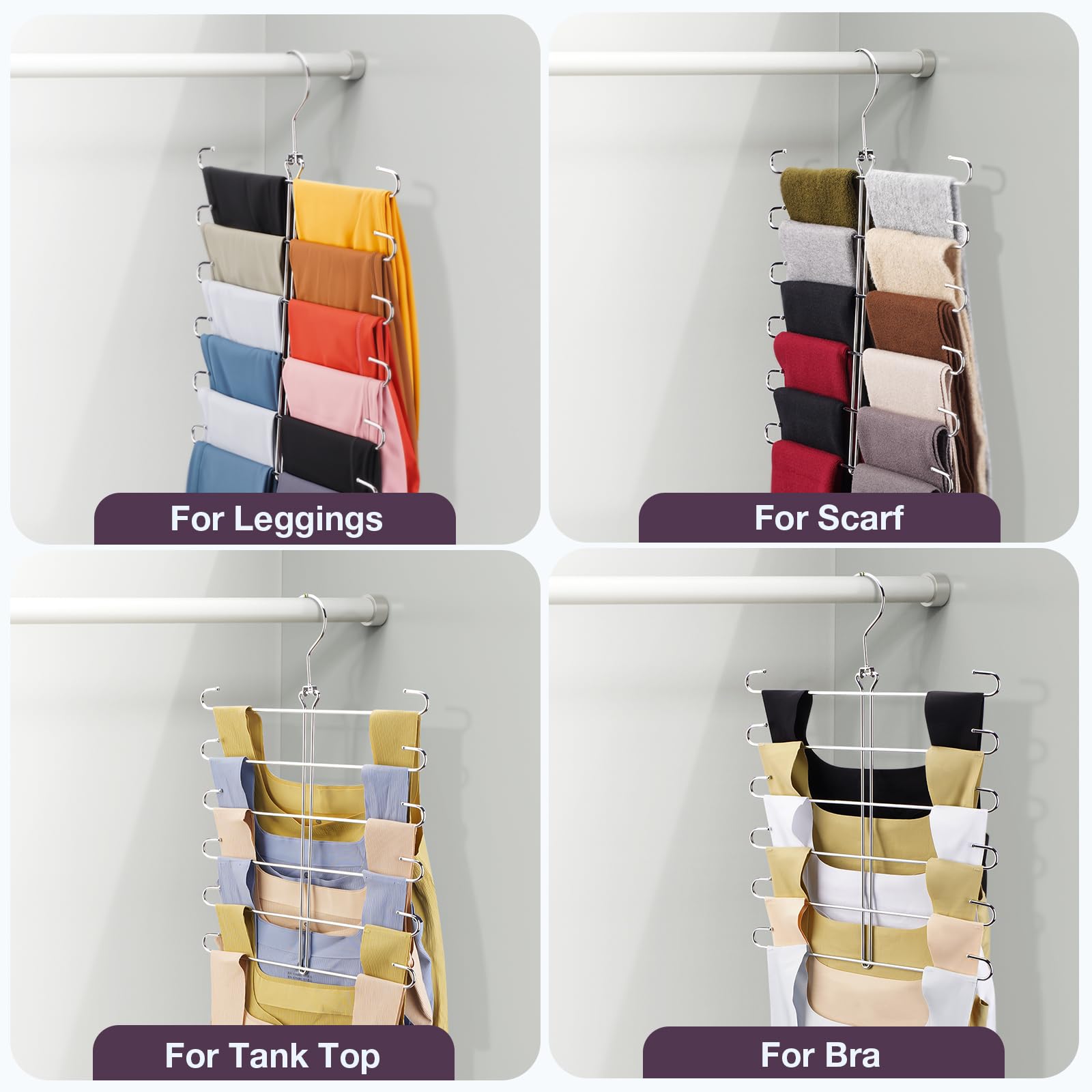 Ulimart Leggings Hangers For Closet,Metal Pants Hangers Hold 12 Leggings,Scarf Organizer,Closet Organizer For Yoga Pants,Scarf,T