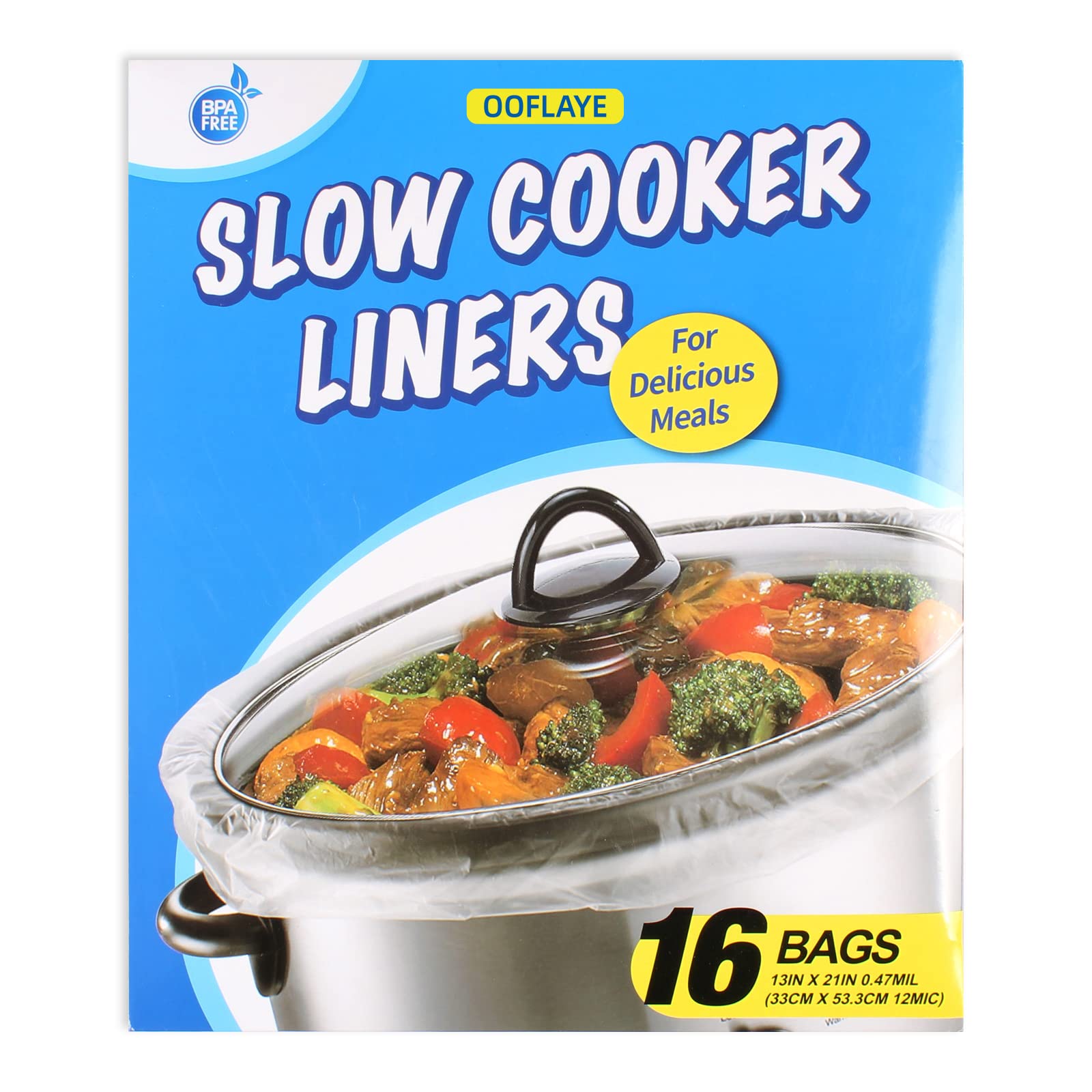 16 Bags Slow Cooker Liners, Disposable Multi Use Cooking Bags,Large Size Fit 3QT to 8QT, Plastic Bags for Slow Cooker, Pans, Alu