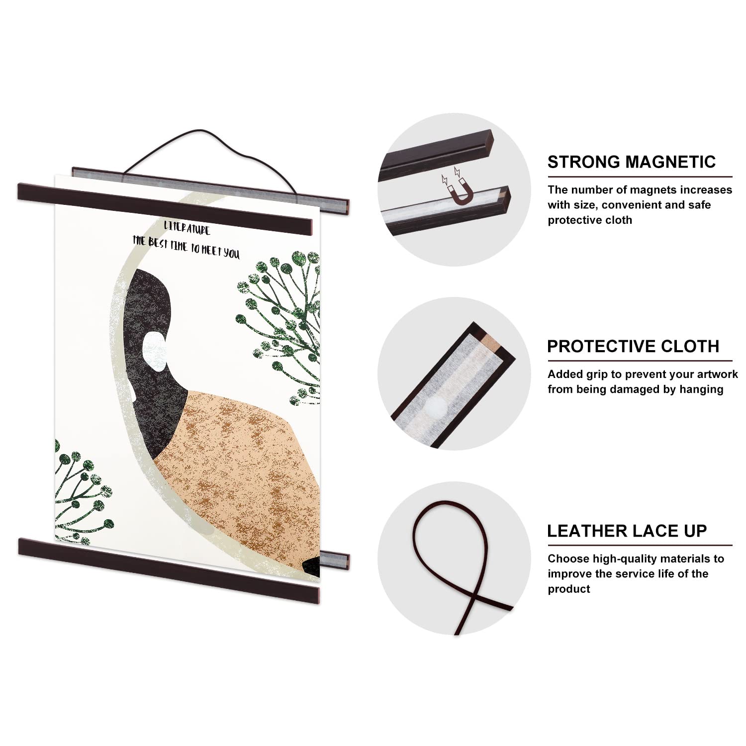 Benjia 16X20 16X24 Poster Frame, Magnetic Light Wood Wooden Frame Frames Hanger For Photo Picture Canvas Artwork Wall Hanging (1