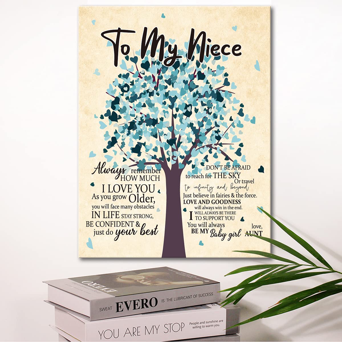 Wailozco Gifts For Niece - Hangable Canvas Poem Prints Framed Poster Wall Art For Niece From Aunt-Meaningful Niece Gifts,Niece H