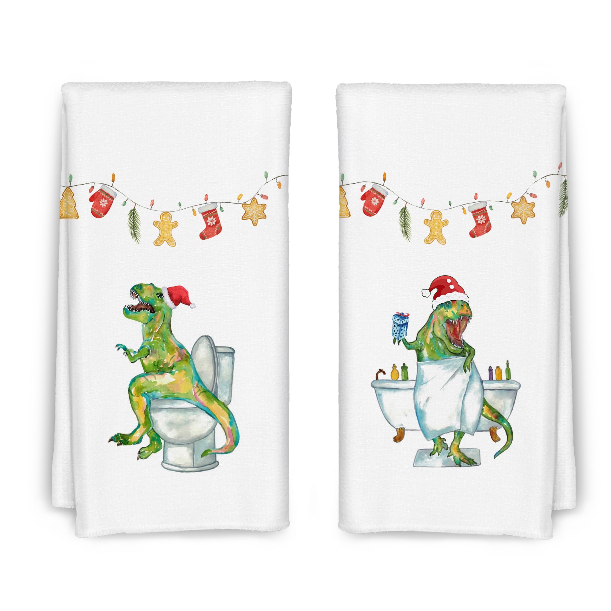 Happy Easter Bunny Towel - Dinosaur Hand Towels for Bathroom & Kitchen, Tea Towels, Gifts for Kids & Adults, Decor - 16x24
