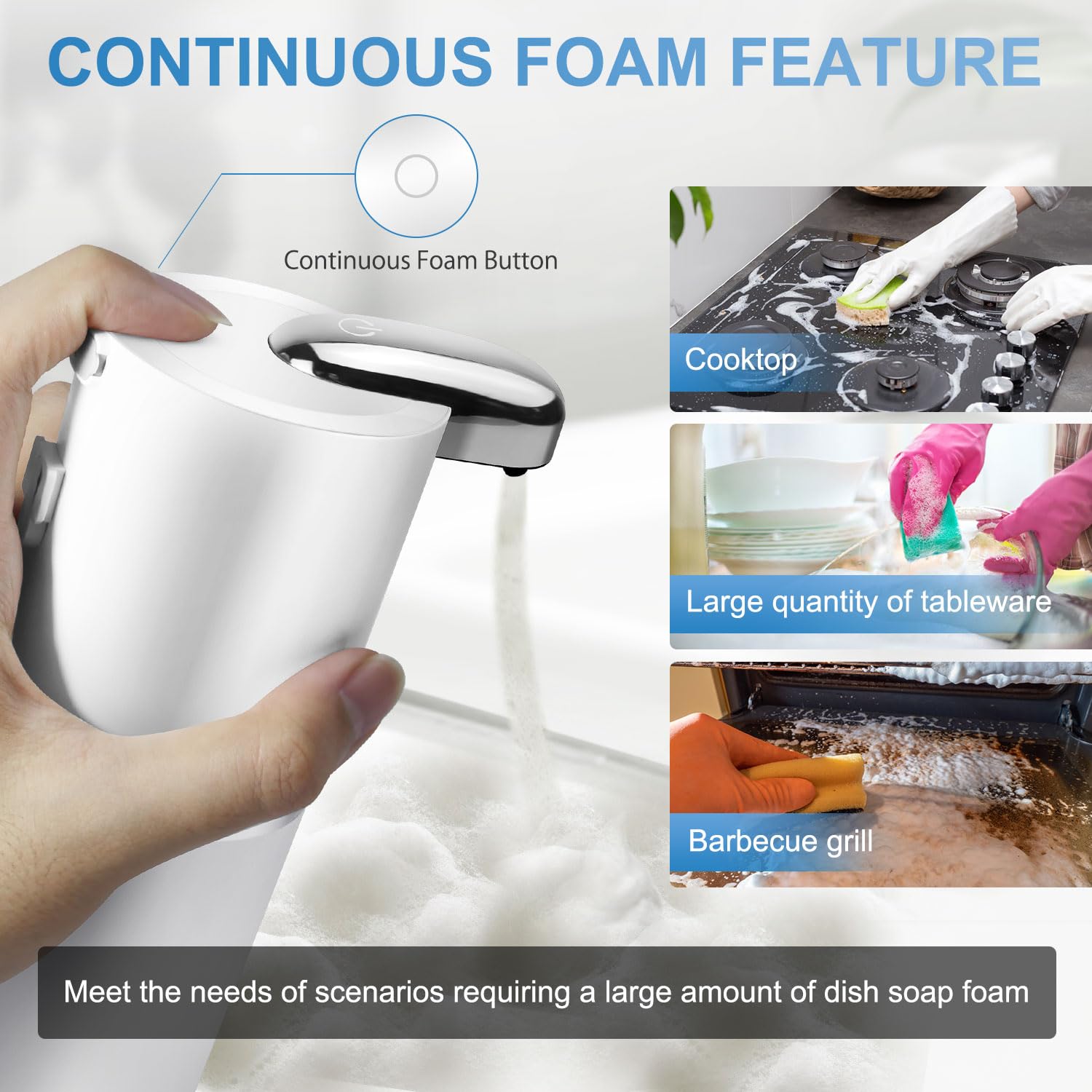 Varluckiner Automatic Foaming Soap Dispenser, 12.8Oz/300Ml Wall Mount Touchless 4 Gear Adjustable Electric Soap Dispenser,Usb Re