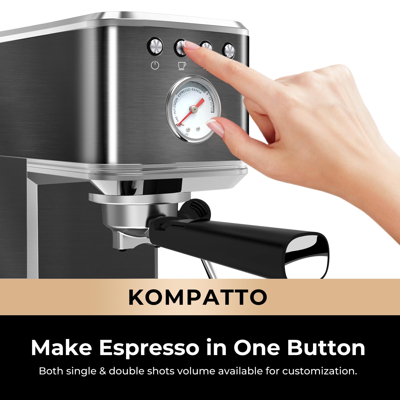 Chulux Slim Espresso Machine With Milk Frother Steam Wand, 20 Bar Professional Italian Pump Semi Automatic Espresso Coffee Machi