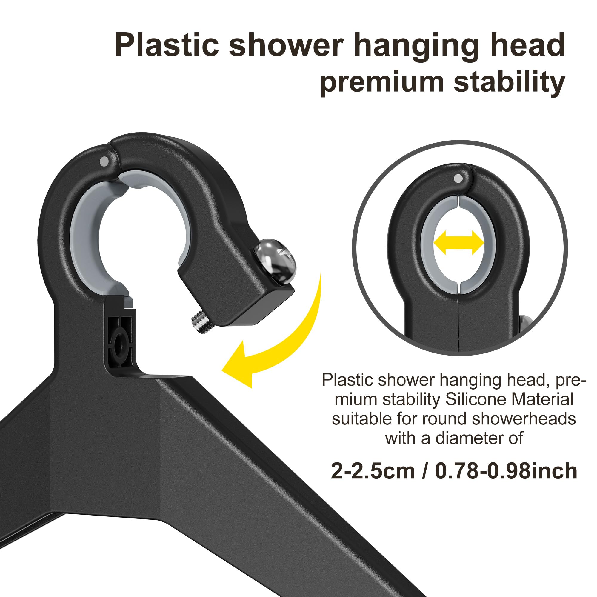 Orimade Adjustable Anti-Slip Hanging Shower Caddy Over Shower Head,Rustproof Bathroom Hanging Shower Organizer With 4 Hooks For
