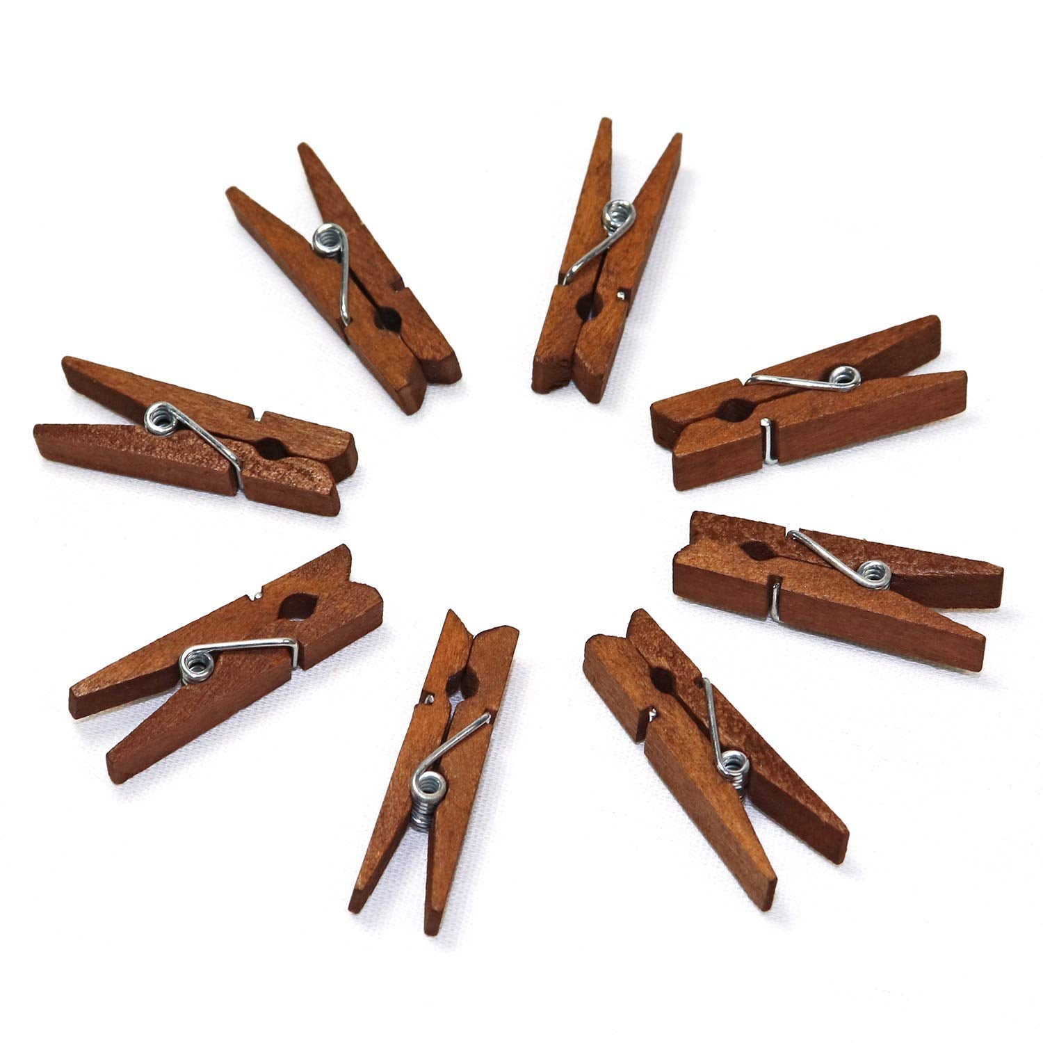 Mini Natural Wooden Clothespins With Jute Twine, 100Pcs, 1.4 Inch Photo Paper Peg Pin Craft Clips With 320Ft Natural Twine For S