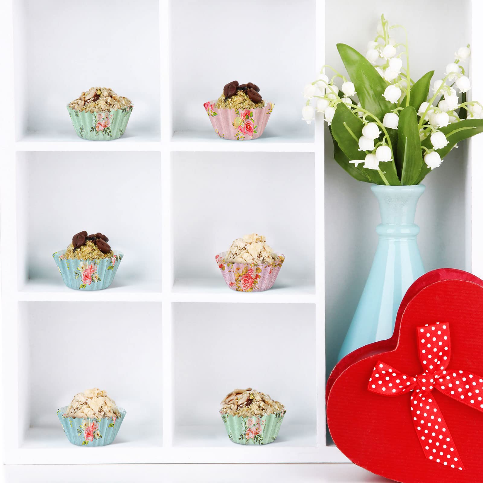Sunnyray 600 Pcs Floral Mini Cupcake Liners For Baking Watercolor Flower Cupcake Wrappers Mini Tea Party Cupcake Baking For Show
