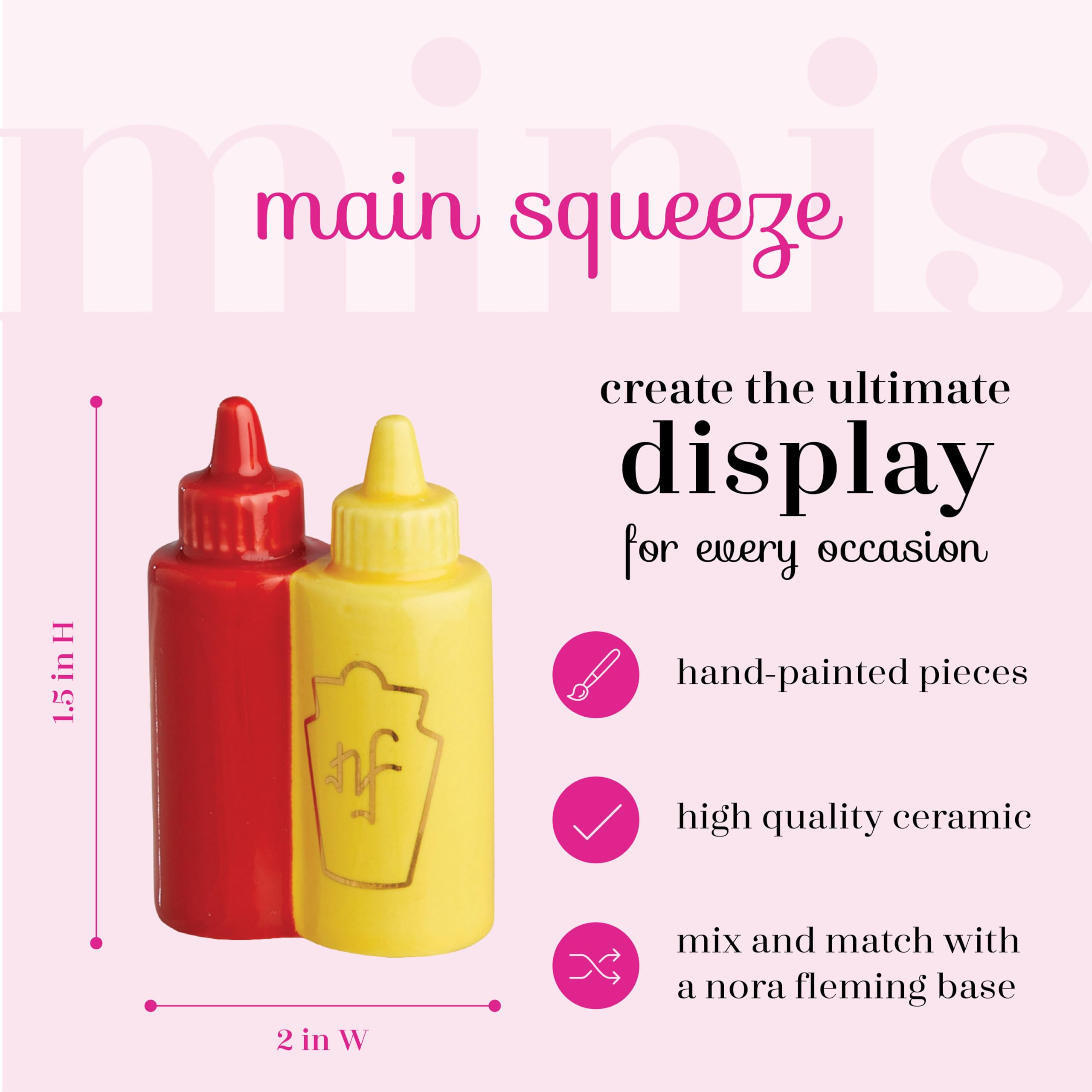 Nora Fleming Main Squeeze (Ketchup And Mustard) A230 - Hand-Painted Ceramic Unique D  Cor - Summer Minis For The Home And Office