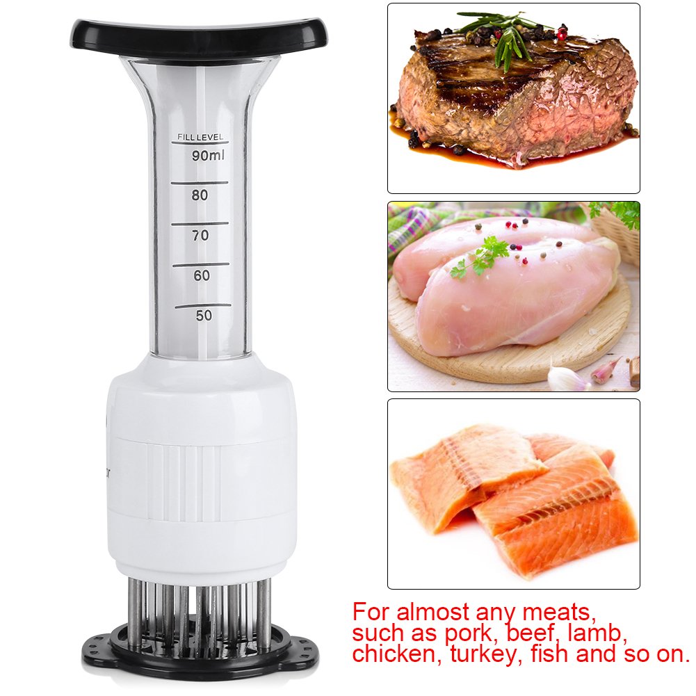 Meat Tenderizer Needle And Meat Injector, Meat Tenderizer Needle Injector Marinade Steaks Flavor Syringe Cook Kitchen Tool