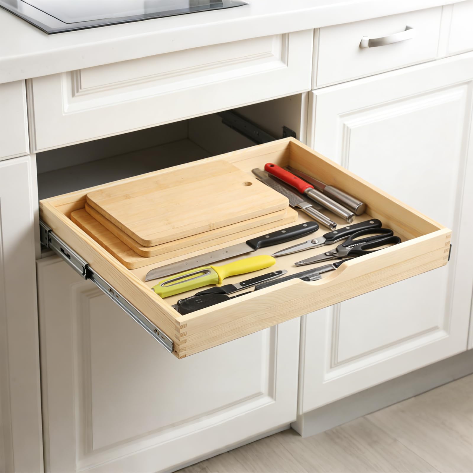 MAKESUN Soft Close Wood PullOut Cabinet Drawer, 23, Fits 24+ Opening