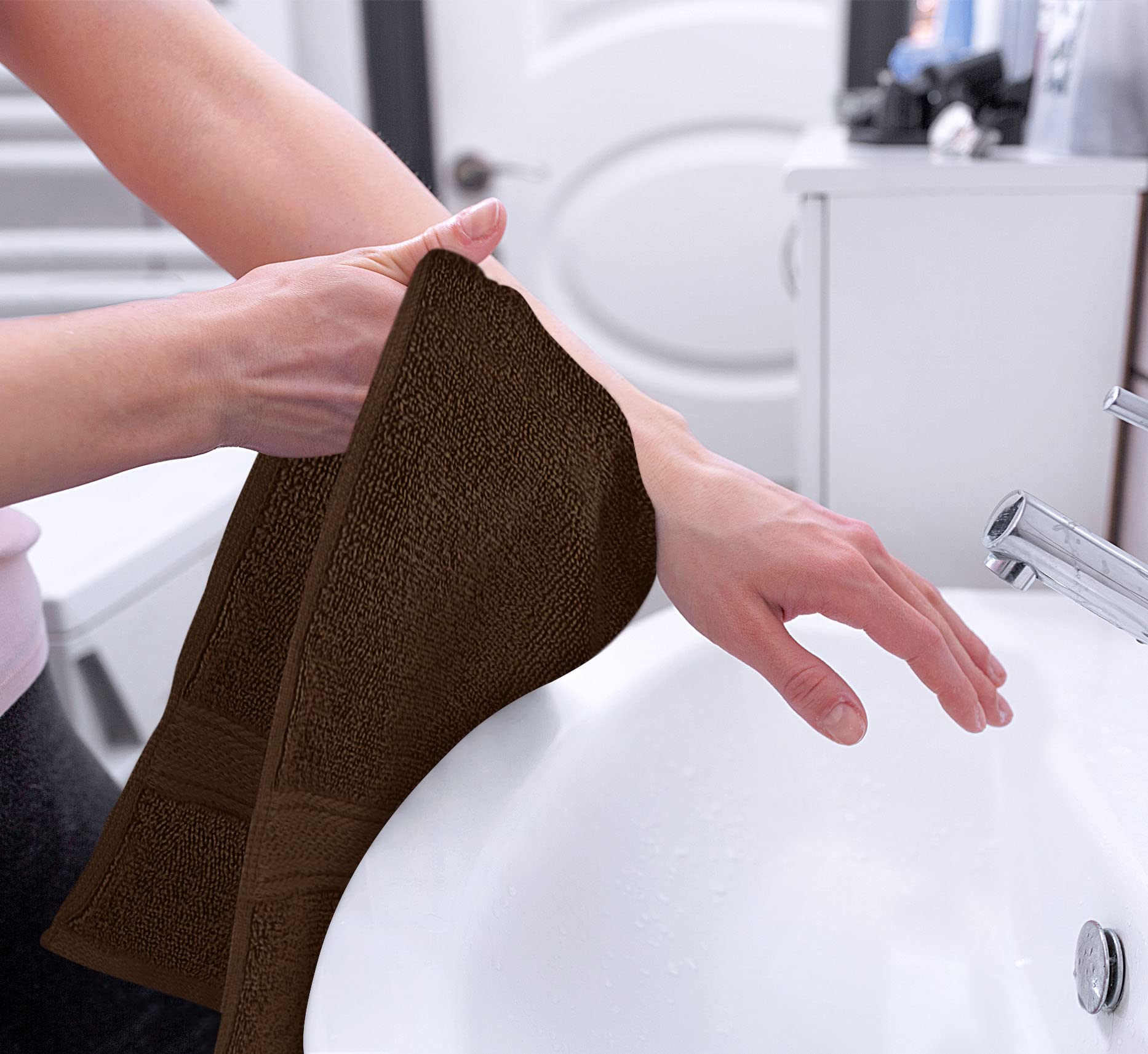 Utopia Towels Premium Hand Towels Set, 100% Cotton, Ultra Soft, 6 Pack, 16x28 inches, Dark Brown, Model UT0624