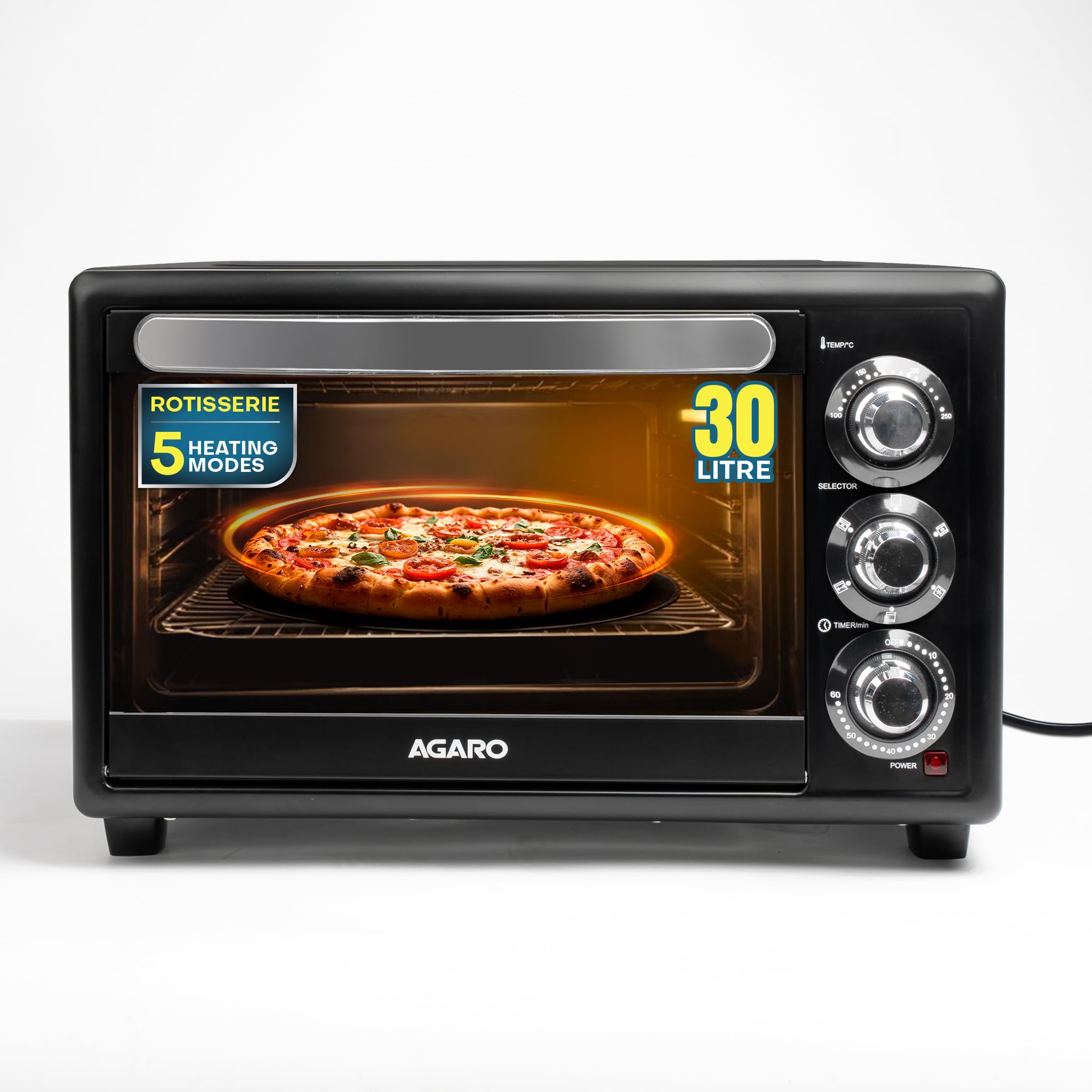 Agaro Majestic 30L Otg 1500W, With Motorized Rotisserie Baking & Grilling Accessories, Oven For Kitchen, Transparent Glass Door,