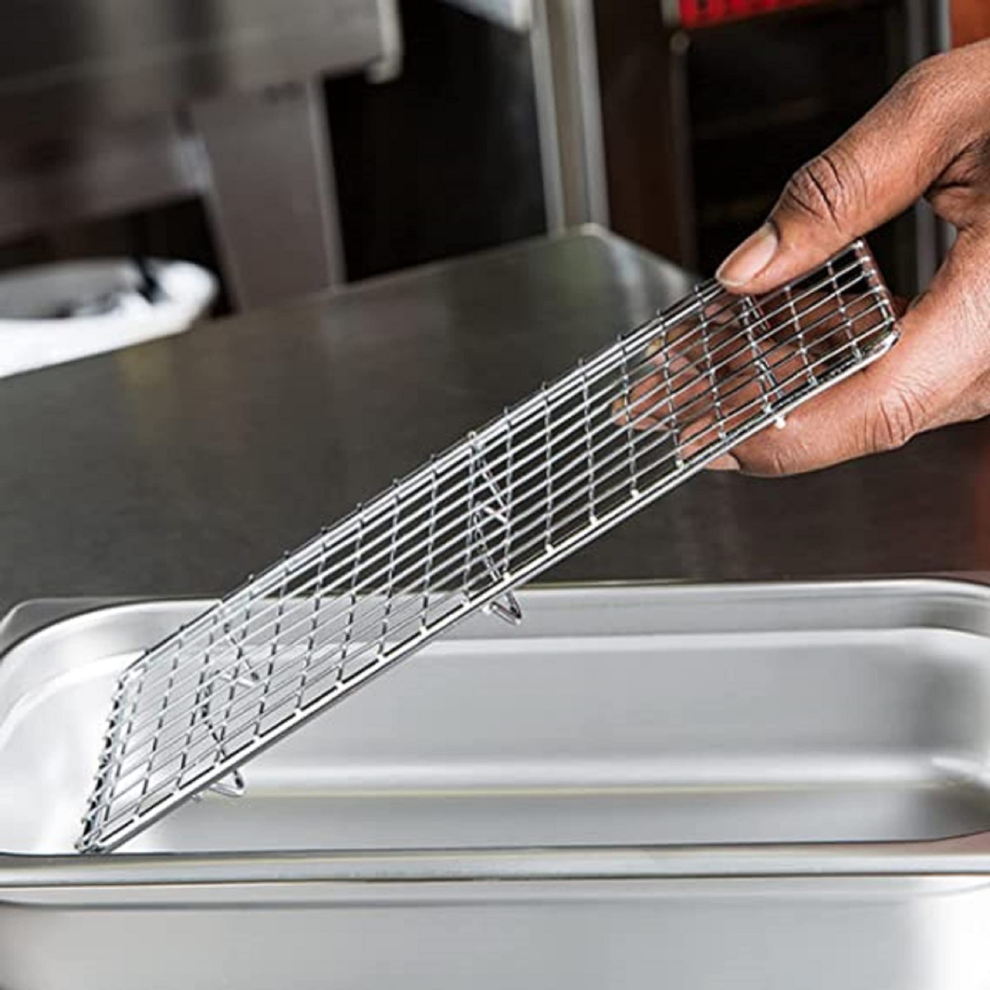 Truecraftware- Set Of 2 Third Size Rectangular Chrome-Plated Wire Pan Grate 5''X 10'' -Fits Third Size Sheet Cookie Pans Cooling