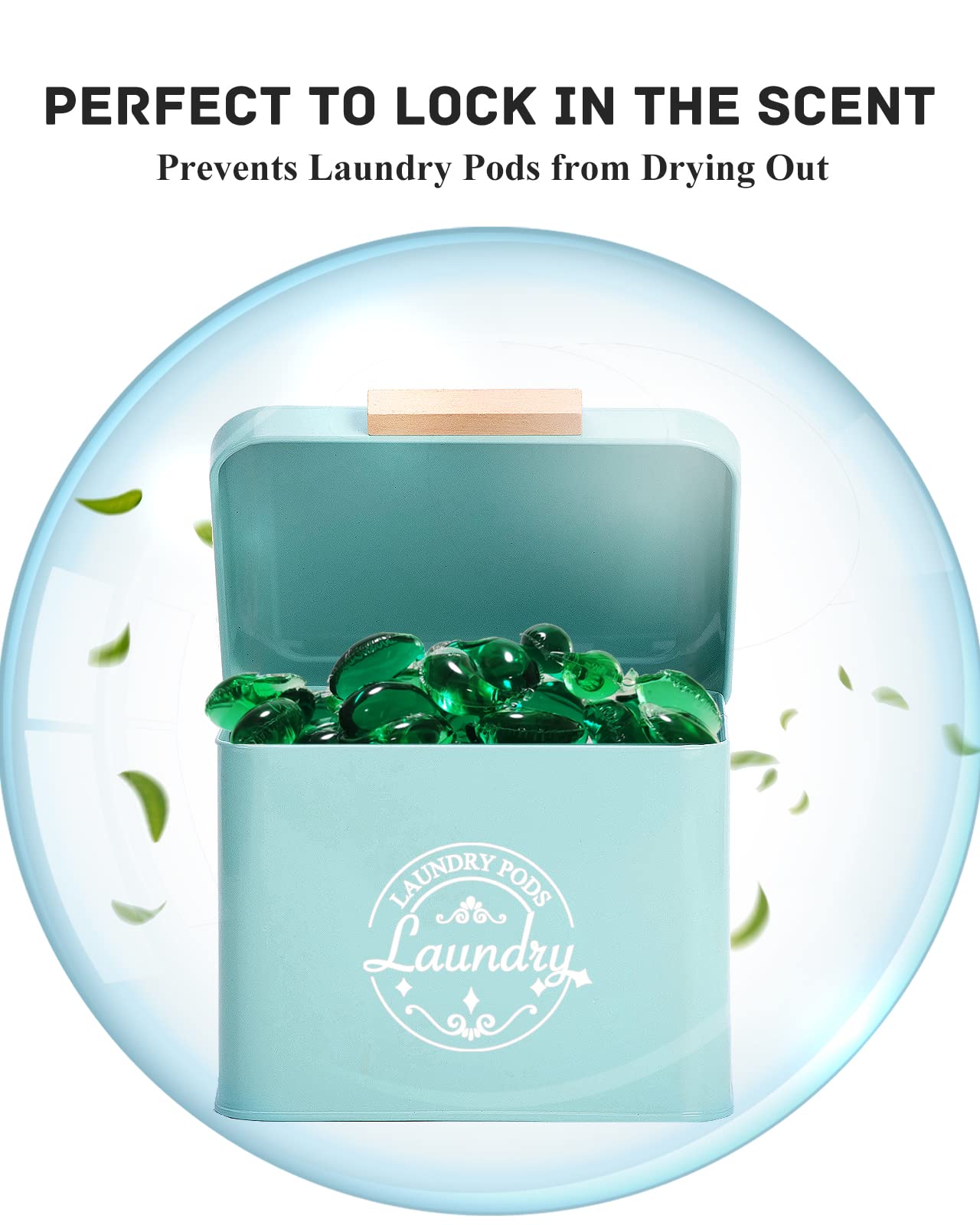 Laundry Pods Container With Hinged Lid. Farmhouse Metal Laundry Pods Holder Container For Laundry Room Decor. Modern Laundry Roo