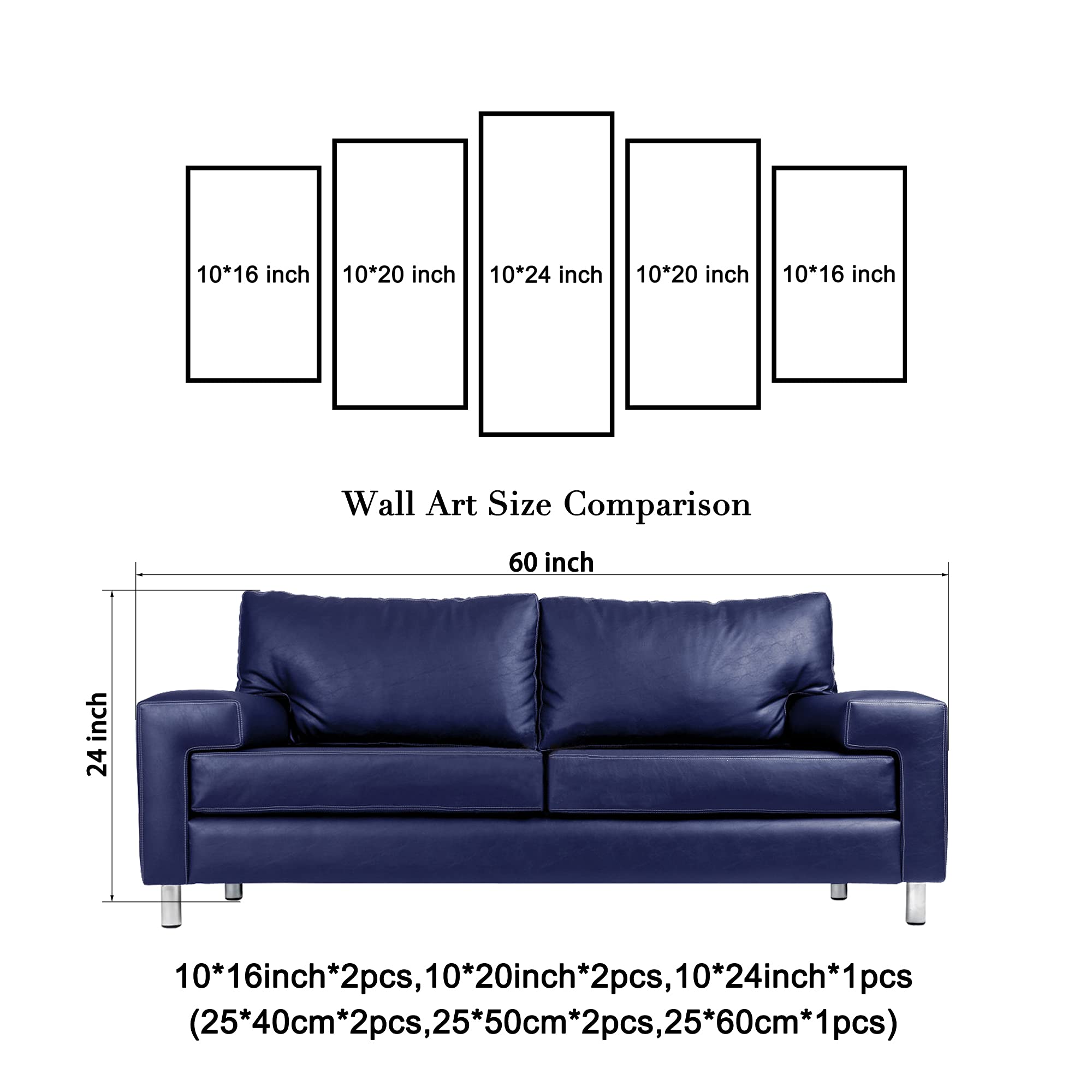 Wieco Art New York Brooklyn Bridge Canvas Wall Art Night View 5 Panels Modern Landscape Artwork Canvas Prints Abstract Pictures