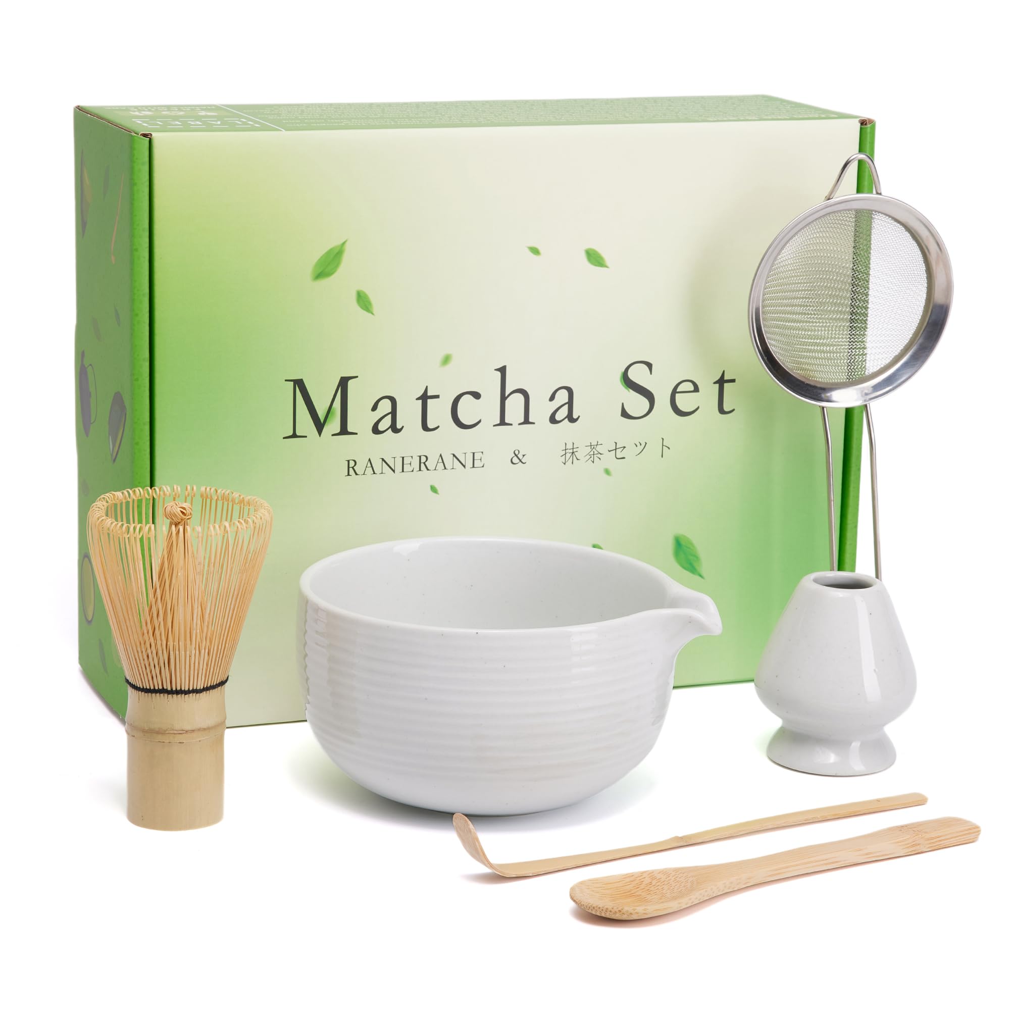 Matcha Whisk Set Matcha Bowl With Spout,Matcha Whisk With Matcha Whisk Holder,Matcha Sifter,Matcha Spoon And Scoop For Matcha Ma