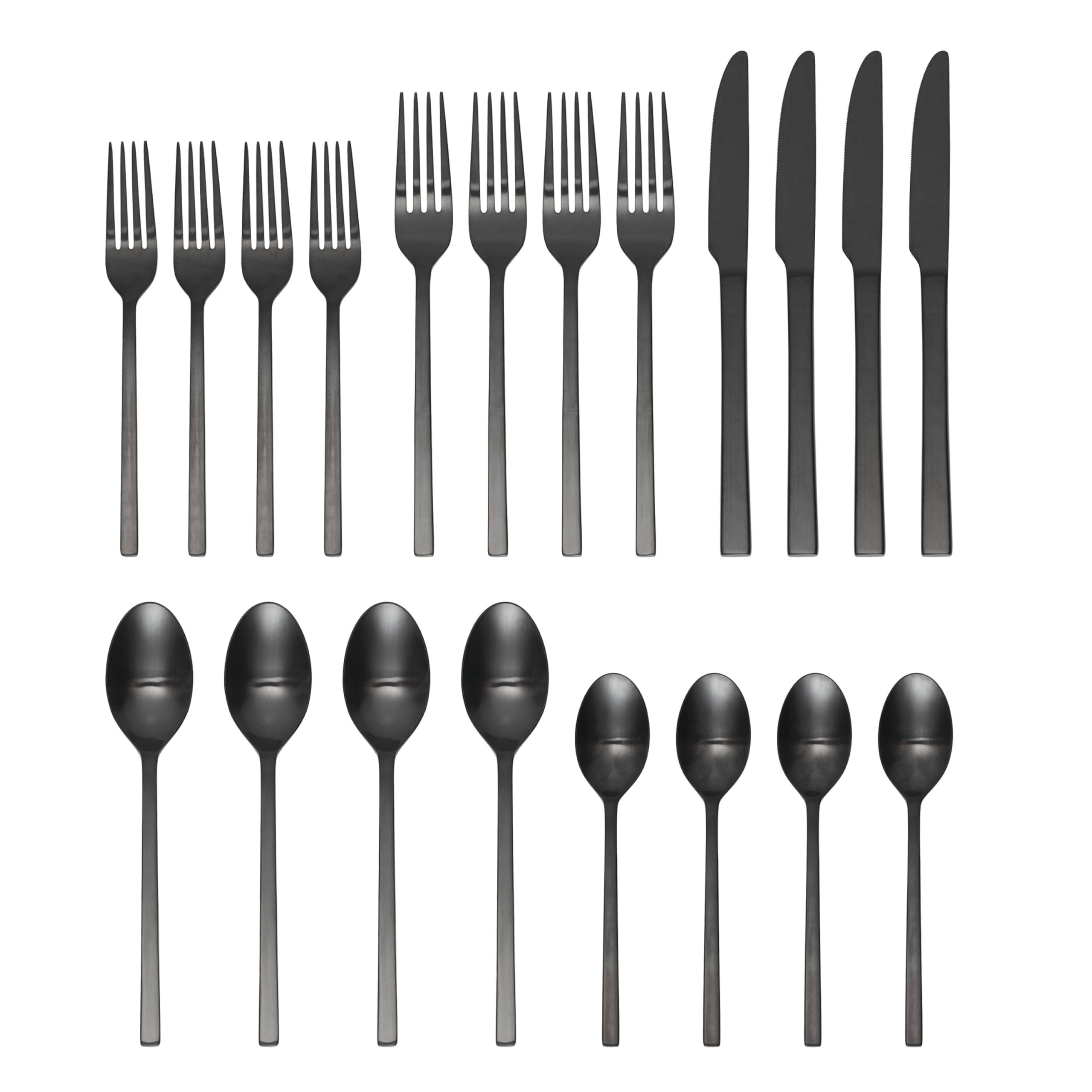Oneida Allay Midnight 20 Piece Everyday, Service For 4 Flatware Set, 20Pc Fw, Stainless
