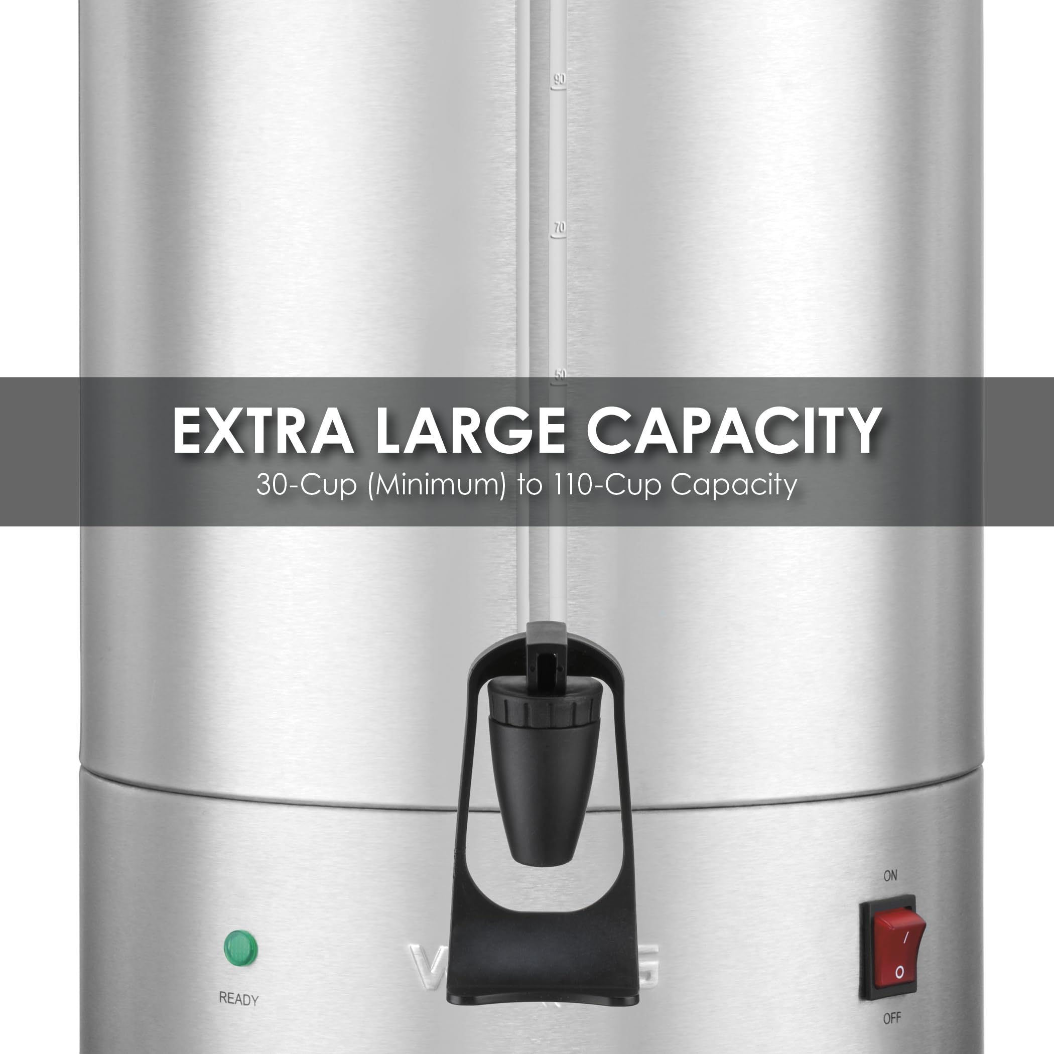 Waring Commercial Wcu110 Coffee Urn, 110 Cup Capacity, Stainless Steel , 1500W, 120V, 5-15 Phase Plug, Silver