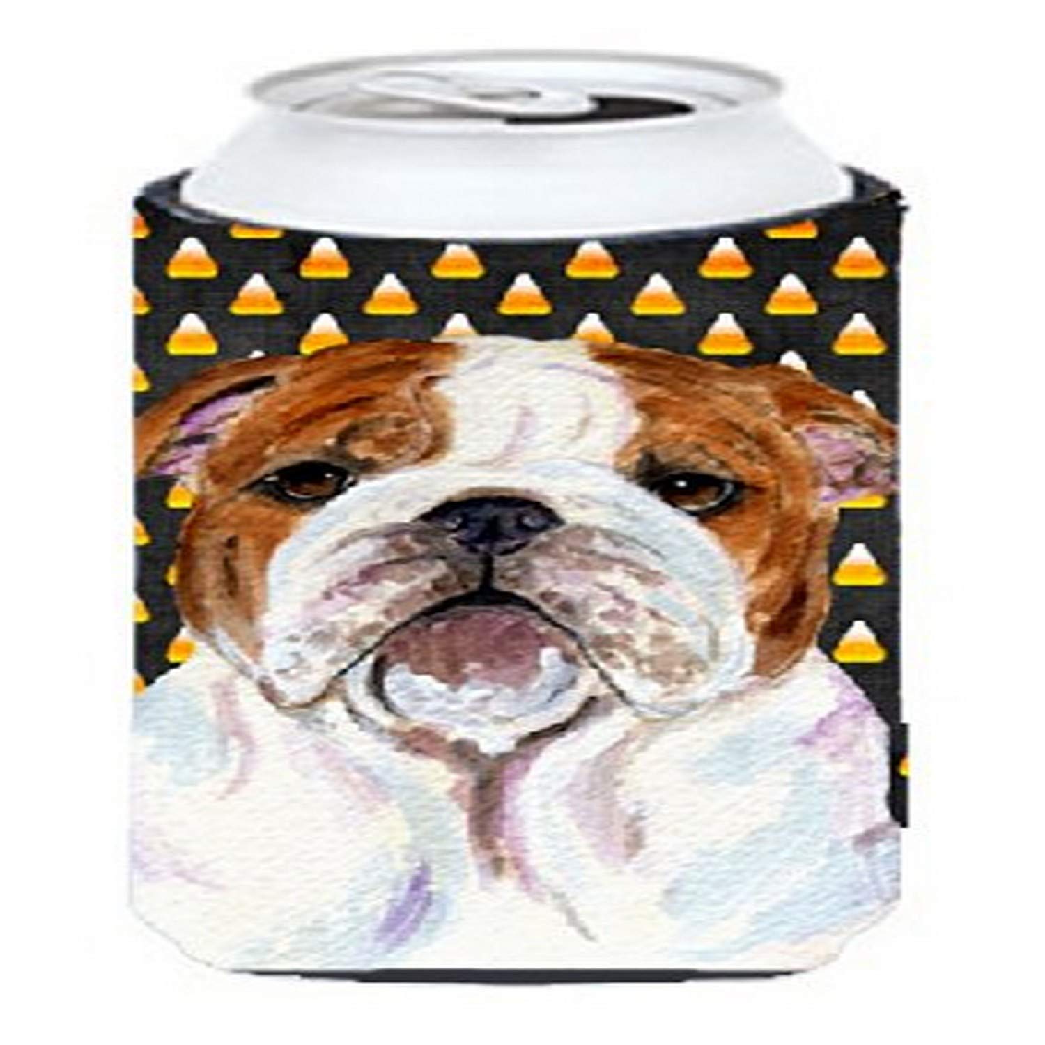 Bulldog English Candy Corn Halloween Portrait  Tall Boy Beverage Insulator Beverage Insulator Hugger
