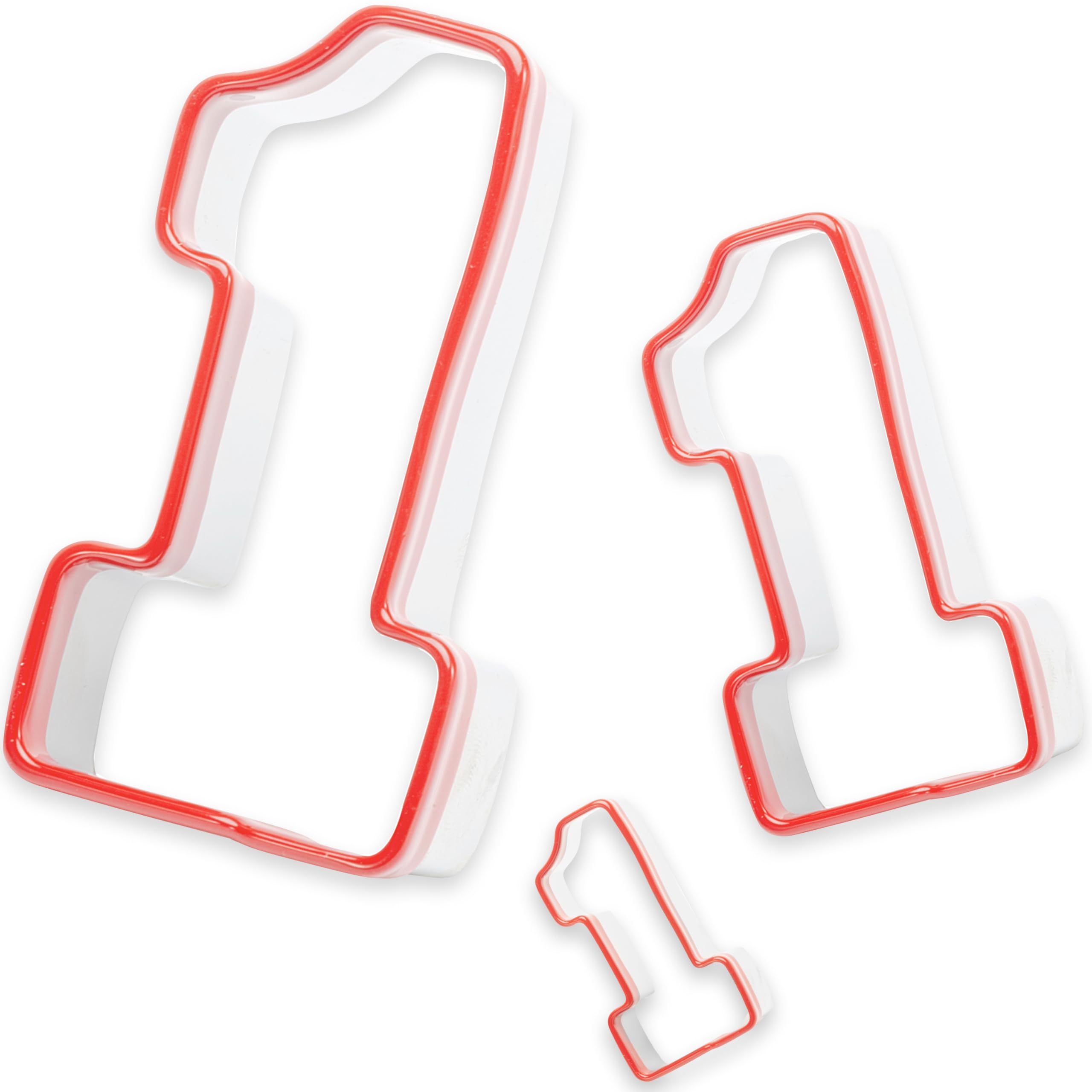 3Pcs Number One Cookie Cutters 5'', 4'', 3'', 1 Cookie Cutter Set, Biscuit Cutter, 0.4Mm Thickness Heavy Duty Food-Grade Stainle