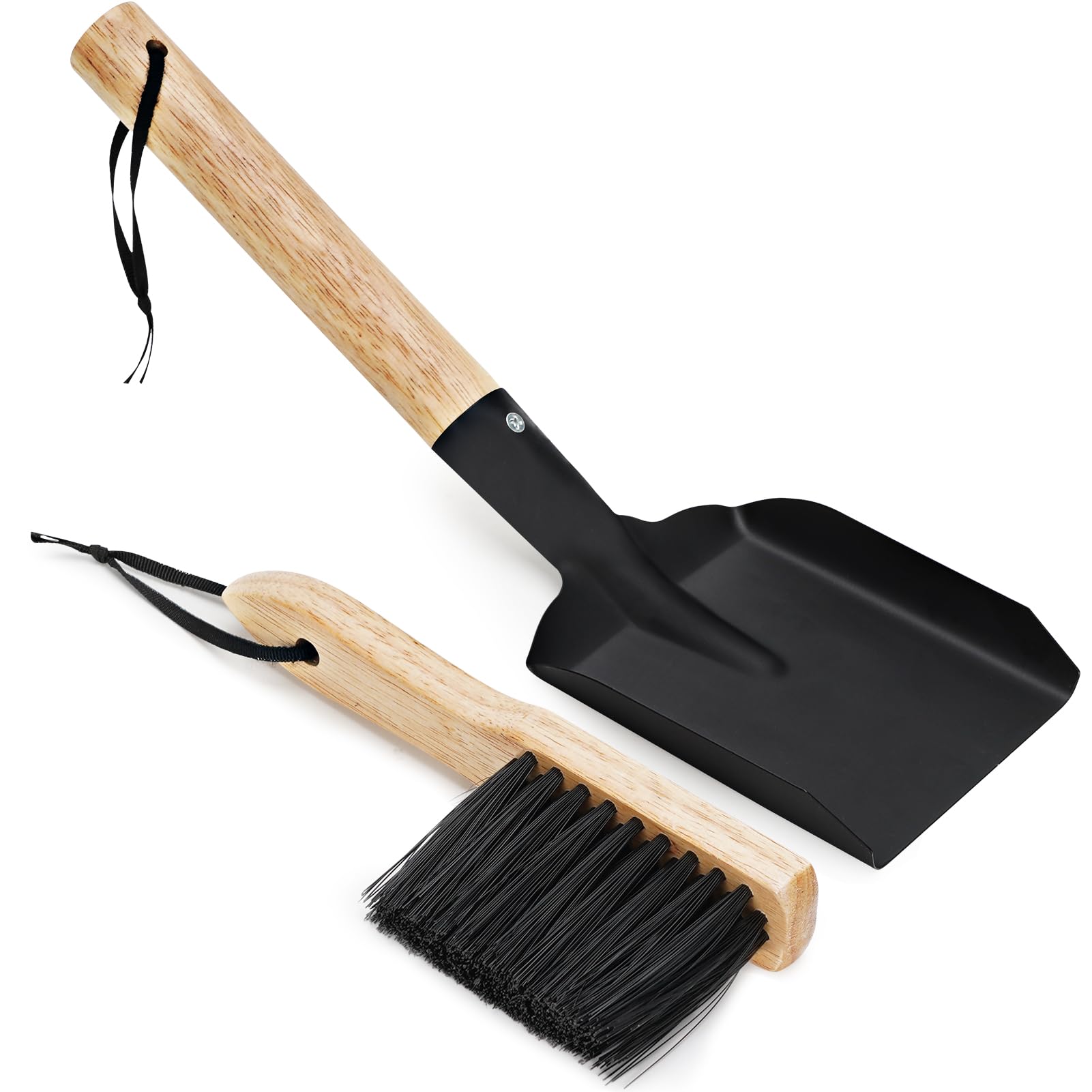 Myfireplacedirect Ash Shovel & Hearth Brush Set - Fireplace Tools Set, Fire Pit Tools, Hearth Tidy Set, Metal Brush Pan Set Made