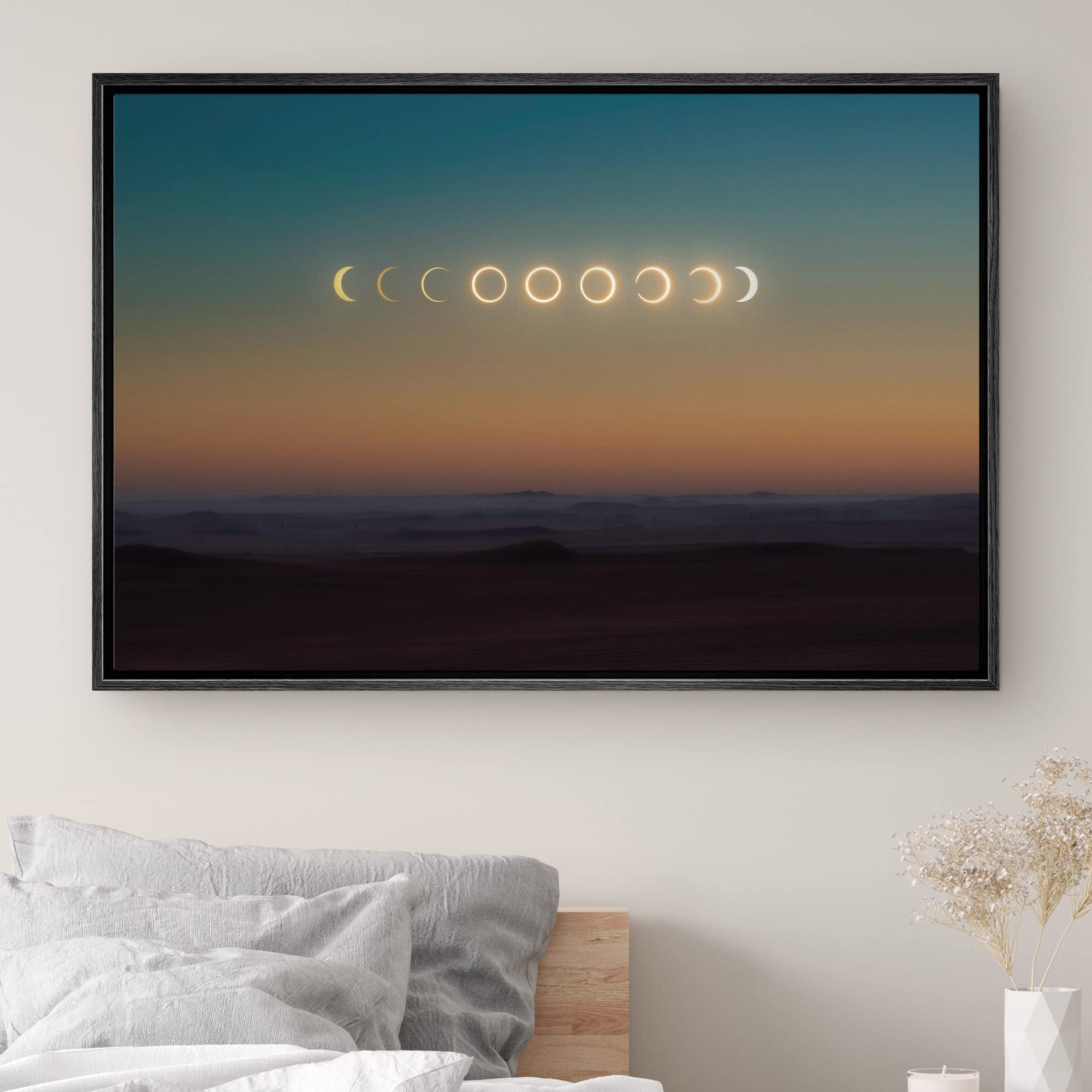 Signwin Framed Canvas Wall Art Moon Phase Aerial Astronomy & Space Expressive Global Moon Multicolor Photography Realism Warm -