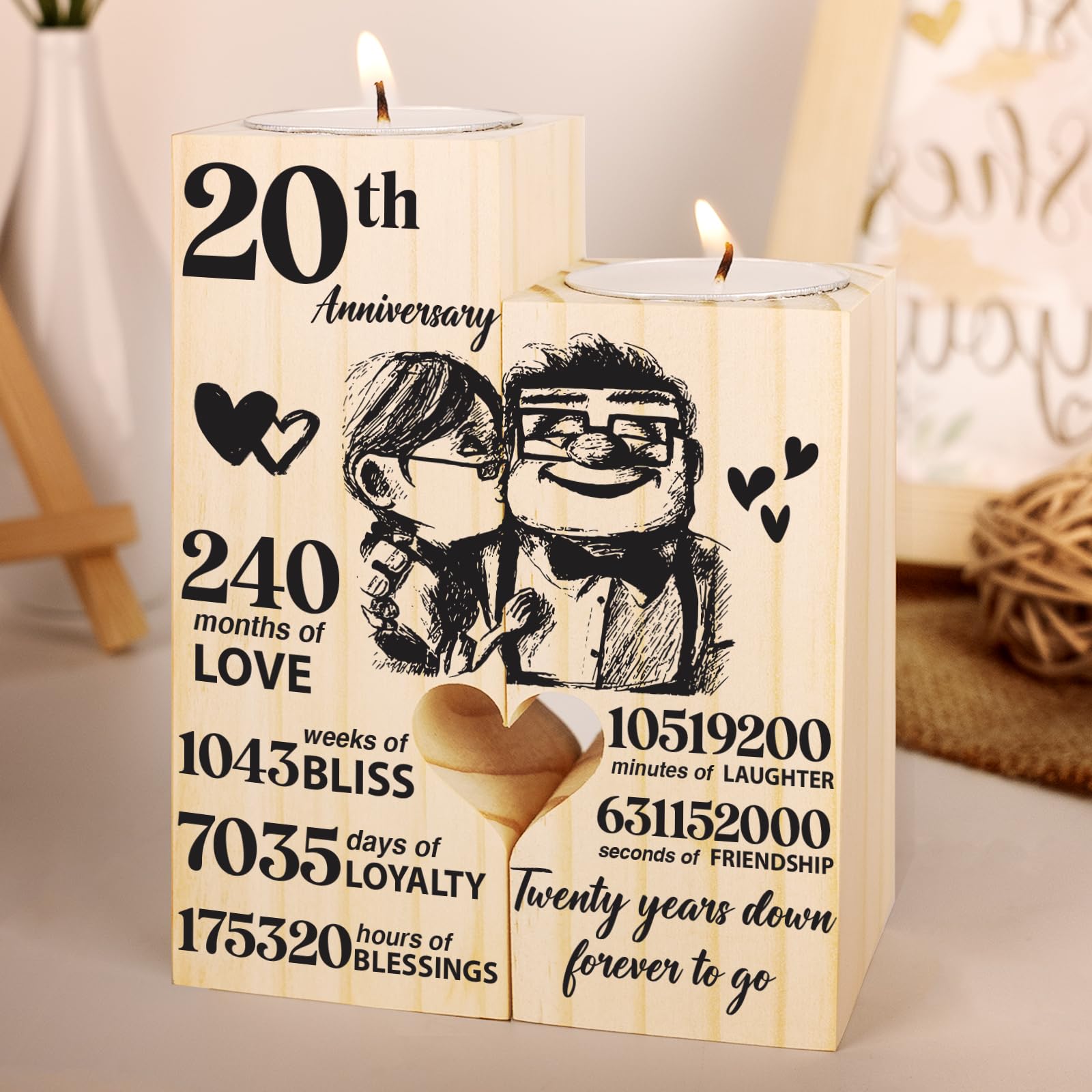 20th Anniversary Wedding Gifts for Wife,Husband, Couples Gift Candlestick, Twenty Years Wedding Anniversary Present Gifts for He