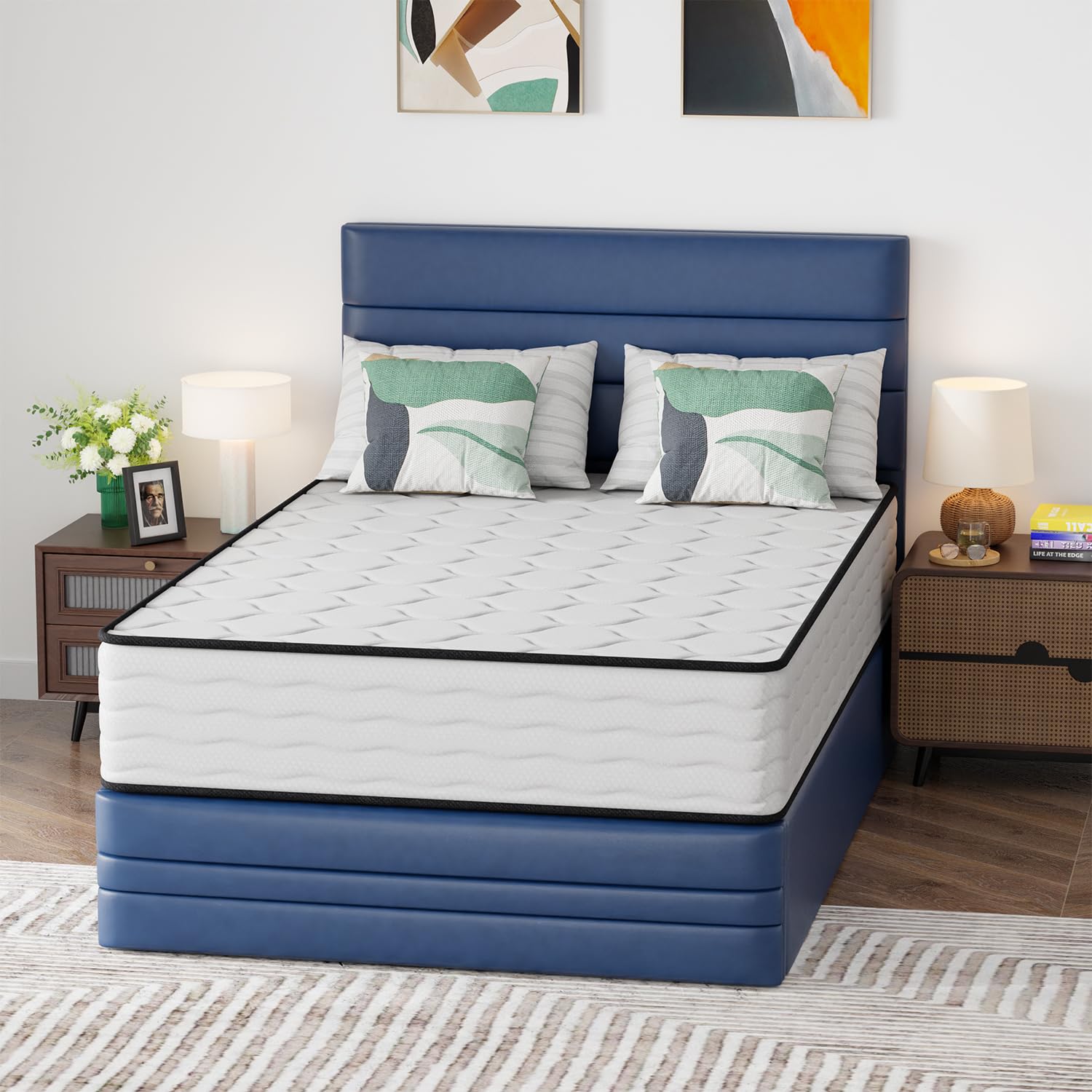 Paylesshere 12 Inch Full Innerspring Mattress In A Box With Bamboo Charcoal Gel Memory Foam Fiberglass Free Certipur-Us Certifie