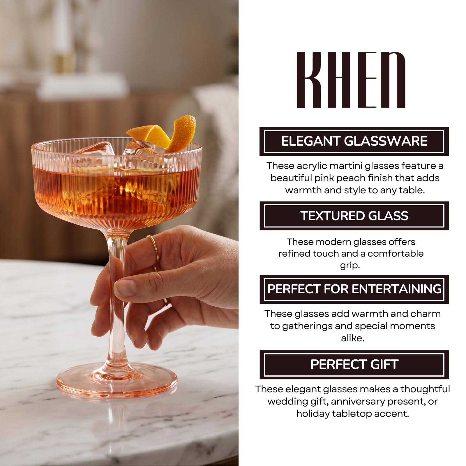 Madrid Acrylic Champagne Coupe Cocktail Glassware, Set of 2