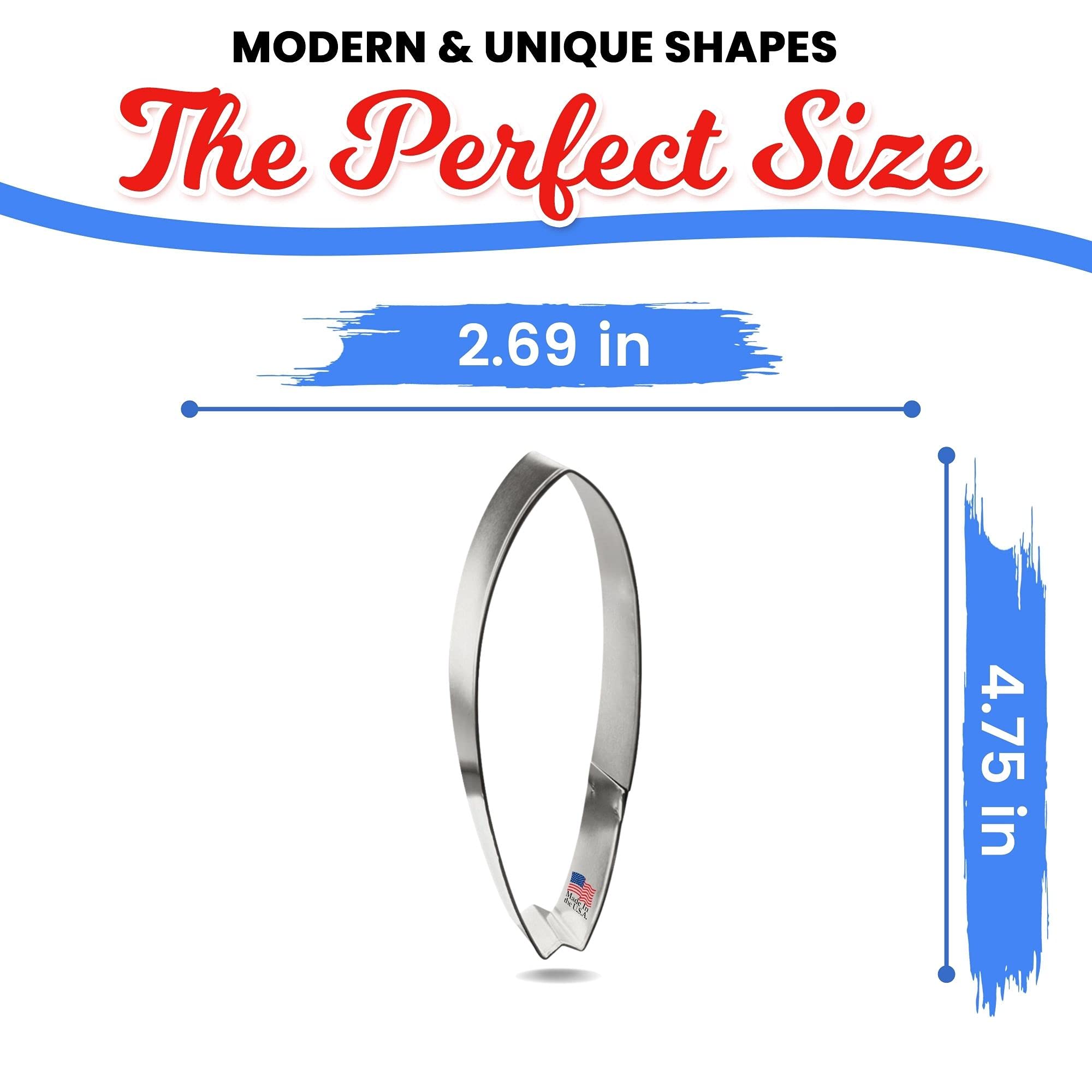 Foose B1723 Surfboard Cookie Cutter - 1 Piece - 5 In Long - Color Silver