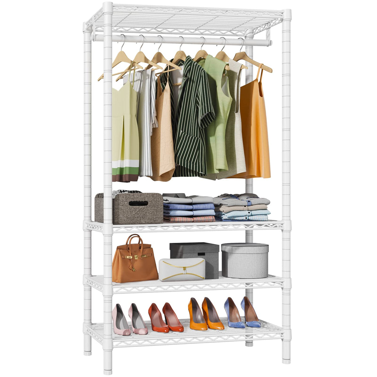 Vipek V1S Wire Garment Rack 4 Tiers Heavy Duty Clothes Rack For Hanging Clothes Freestanding Closet Clothing Rack With 4 Adjusta