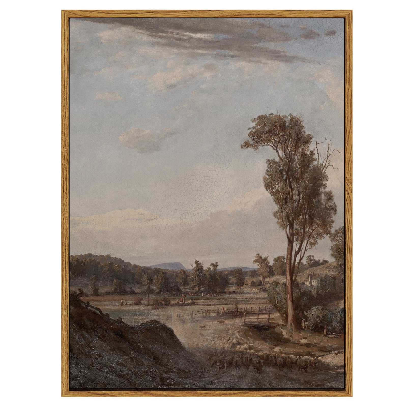 Insimsea Framed Wall Art For Living Room Classical Landscape Canvas Wall Decor Rustic Countryside Scenery Artworks Canvas Print