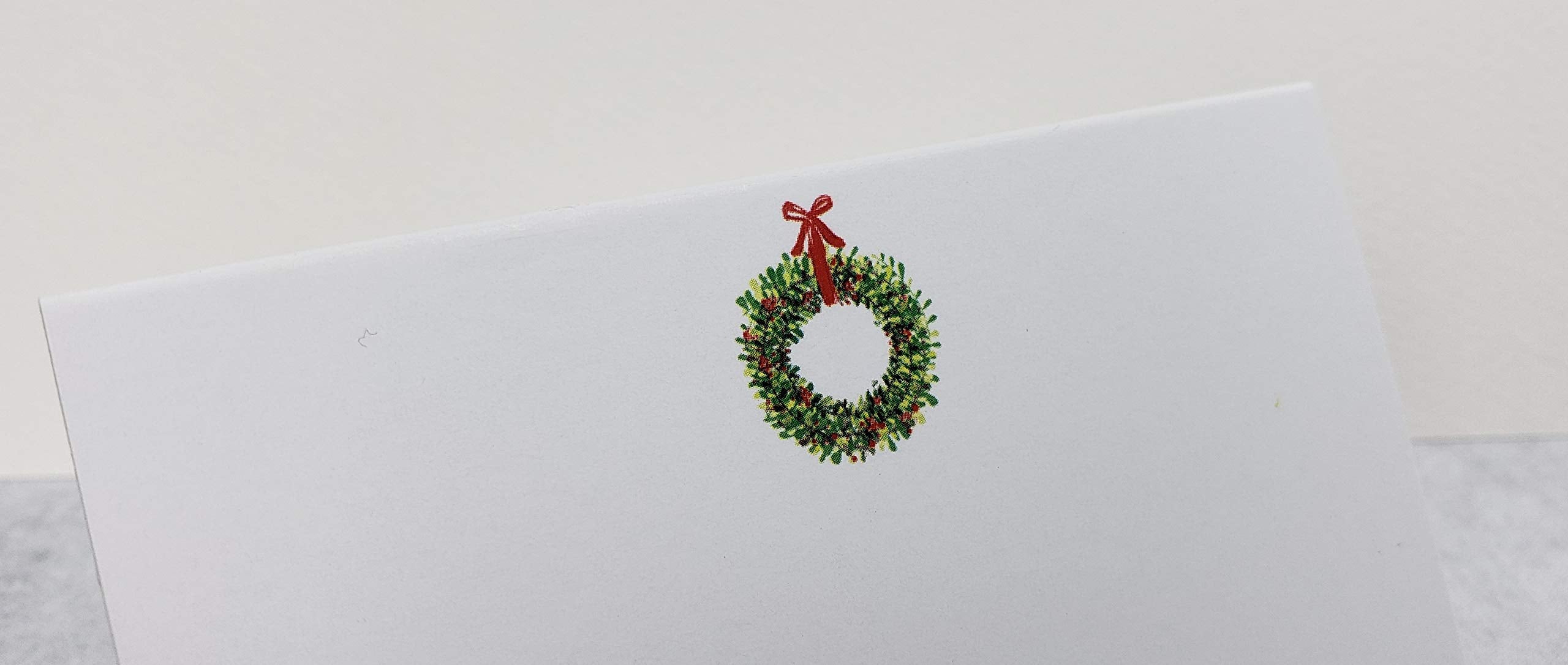 Nancy Nikko Place Cards With Christmas Wreath For Weddings, Showers, Dinners, Parties And Special Events Table Tent Style, Score