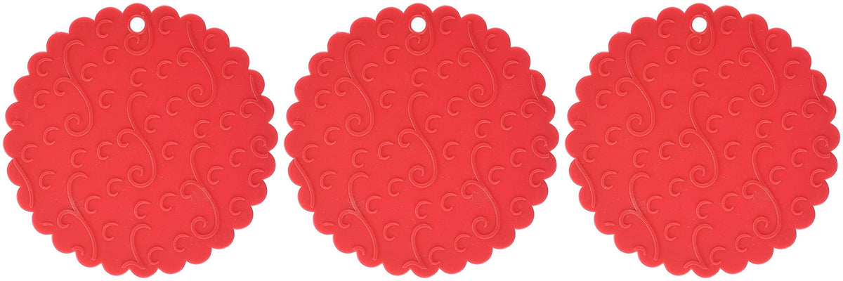 Norpro Jar Opener Silicone Grip Potholder Trivet Red Secure Non Slip (3-Pack)