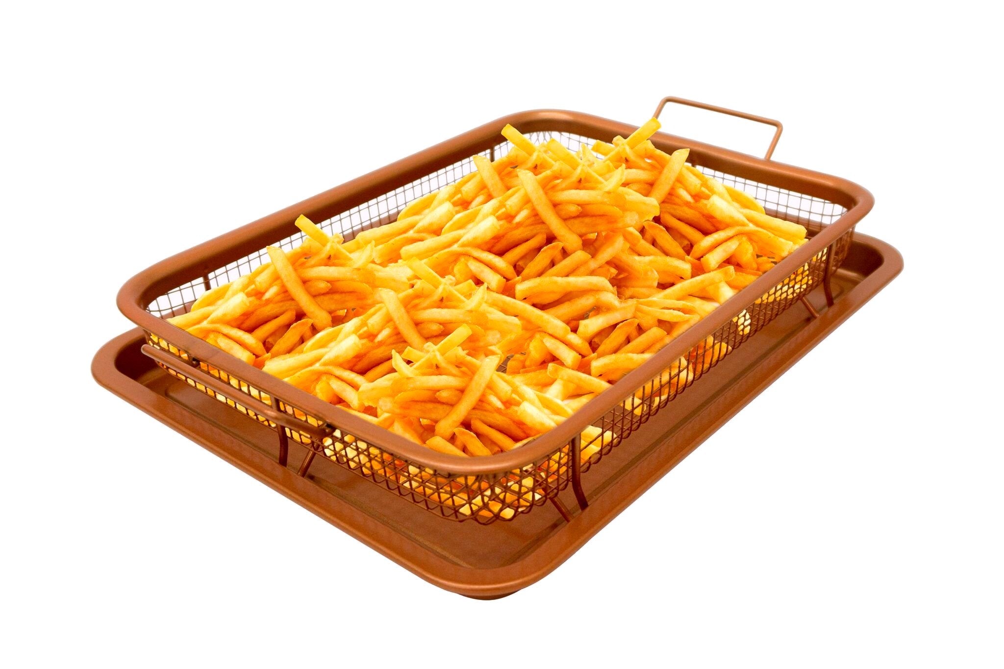 Gotham Steel Crisper Tray For Oven, 2 Piece Nonstick Copper Crisper Tray And Basket, Air Fry In Your Oven, Great For Baking And