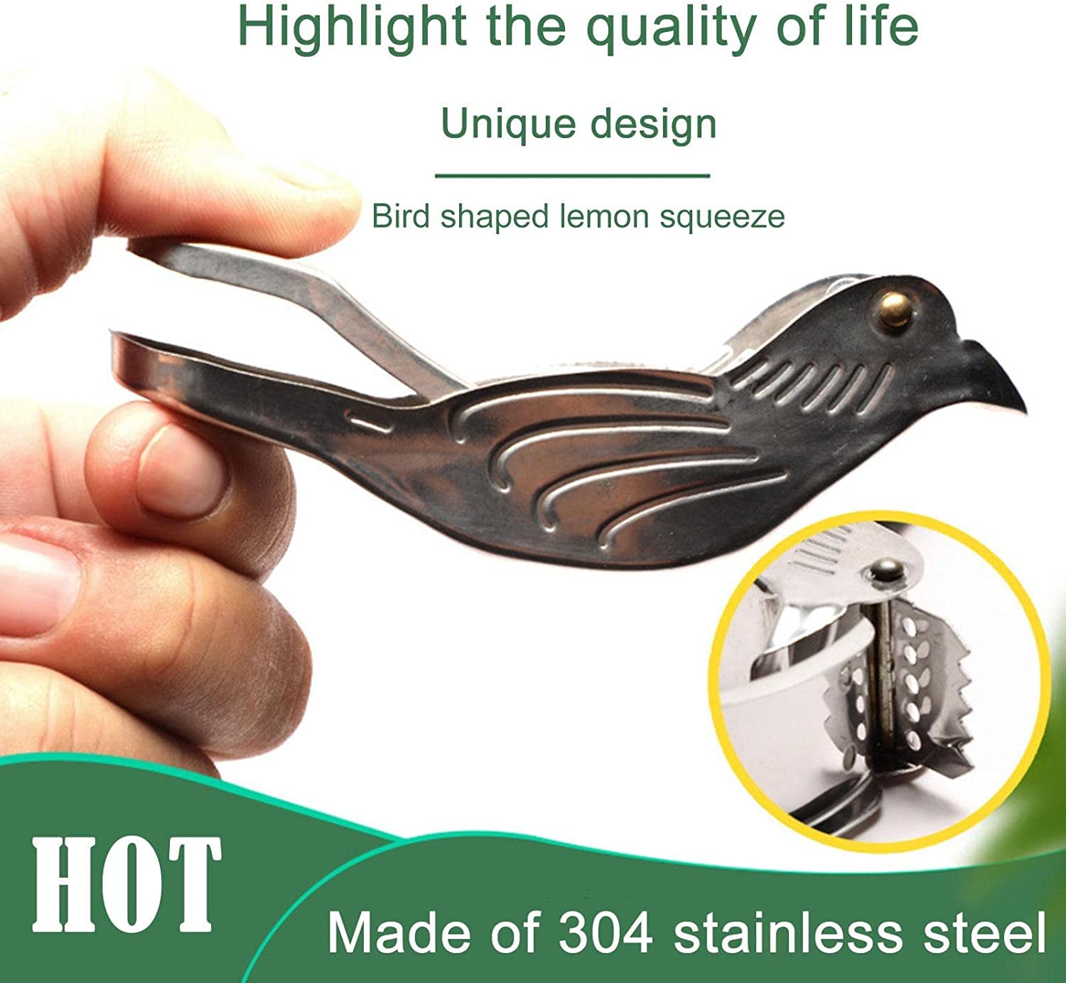 2 Pieces Silver Bird Shape Lemon Juicer Stainless Steel Manual Lemon Juicer And Lime Squeezer, Manual Lemon Juicer, Stainless St