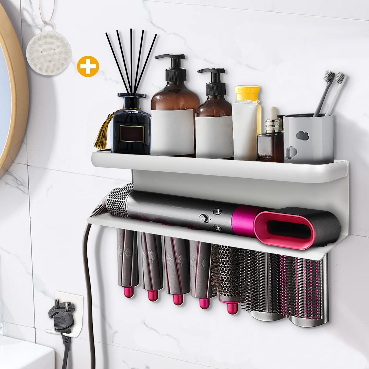 Yimerlen Airwrap Storage Holder Compatible With Dyson Airwrap Curling Iron Wall Mounted Storage Rack Holder For Bathroom Attachm