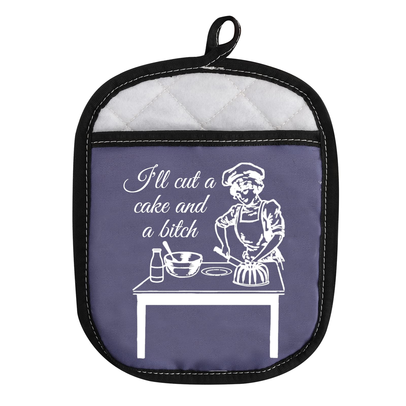 Novelty Baking Gift Heat Resistant Potholder Oven Pads With Pocket Ill Cut A Cake And A Bitch Funny Baker Gift (I'Ll Cut A Cake