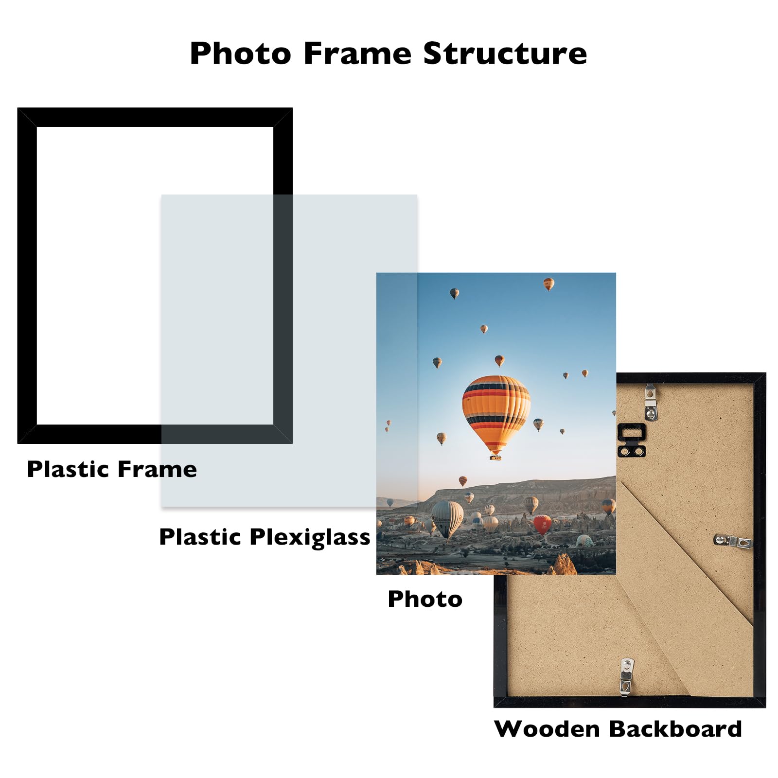 JCJMY 8.5x12 Picture Frame Black for Wall Hanging or Tabletop, Wall Mounting Horizontally or Vertically, 8.5 x 12 Wall Gallery P