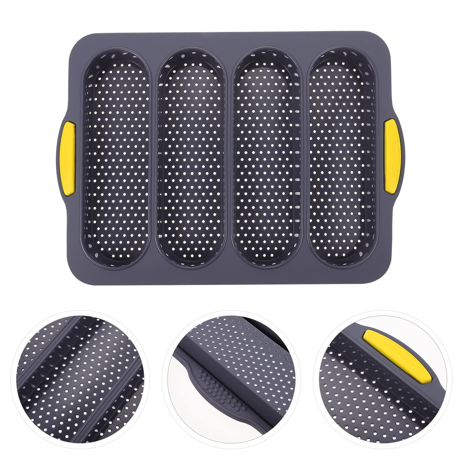 Silicone Baguette Pan 4 Wave Non Stick French Toast Bread Baking Tray Bake Mold Perforated Silicone Molds Loaf Pan Sandwich Baki