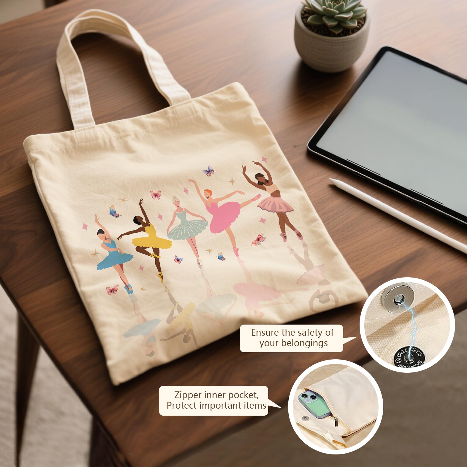 Just a Girl Who Loves Dogs Tote Bag - Cute Cartoon Dog Print Canvas Tote for Women | Adorable Puppy Pattern with Funny Saying, M