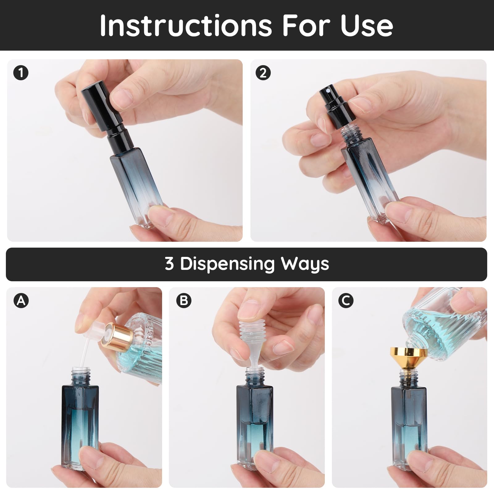 Segbeauty Glass Perfume Bottles Empty, 6 Pack 10Ml Mini Perfume Atomizer Set With Black Gift Box, Refillable Perfume Bottle Trav
