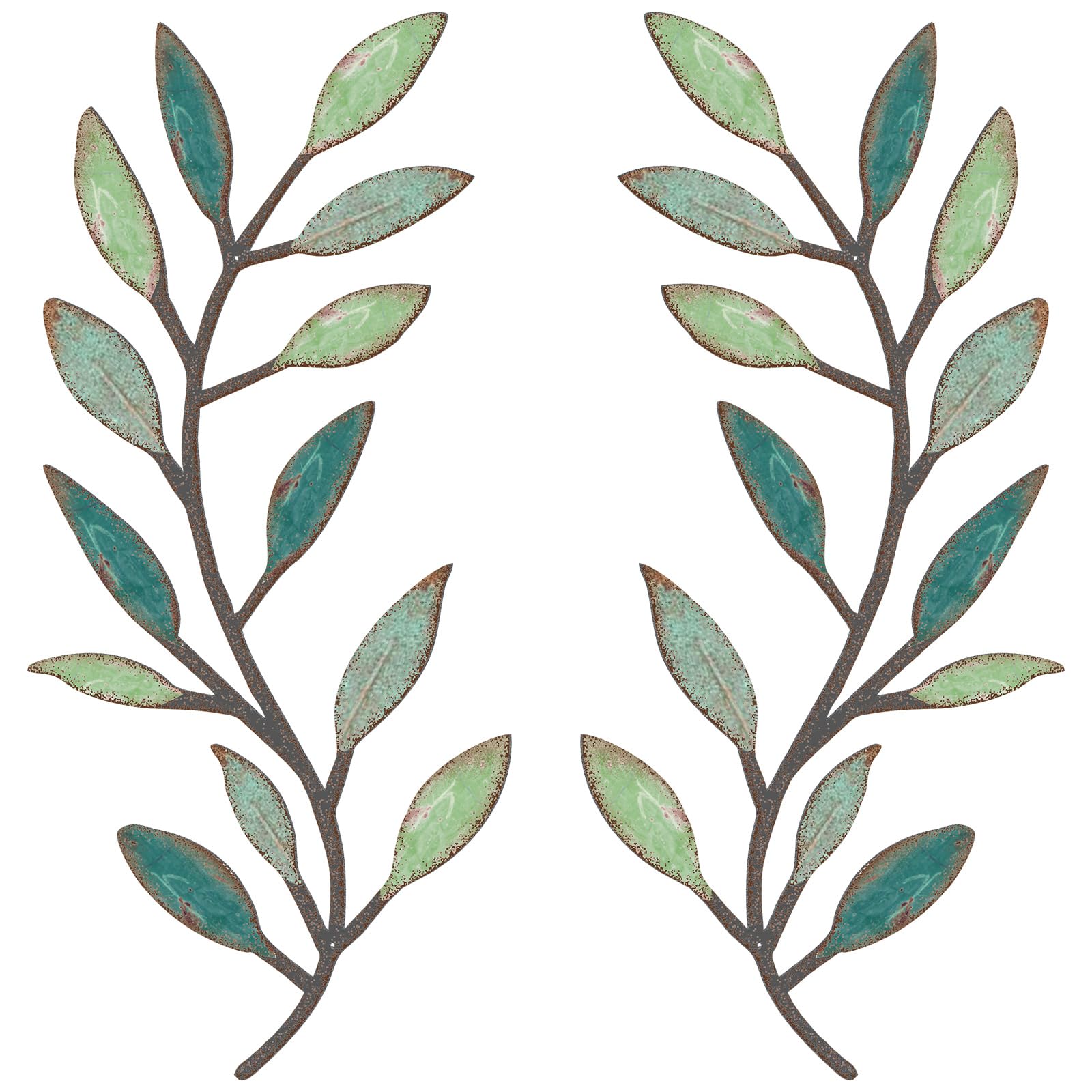 Zhengmy 2 Pieces Metal Tree Leaf Wall Decor Vine Olive Branch Leaf Wall Art Living Room, Hallway Wall Decor Outdoor Decoration(G