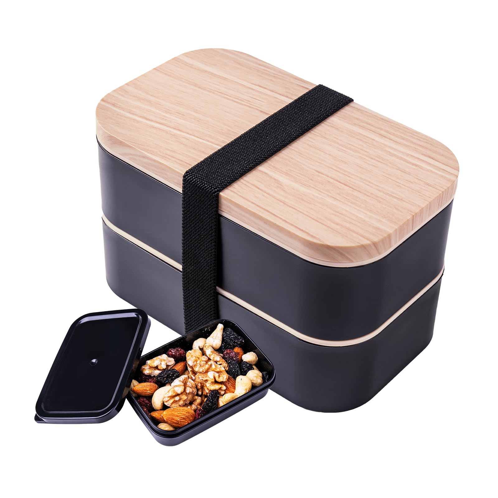 Stackable Bento Box With Utensils Microwave Safe, All-In-One Meal Prep Compartment Lunch Containers Leak Resistant Lunch Box Wit