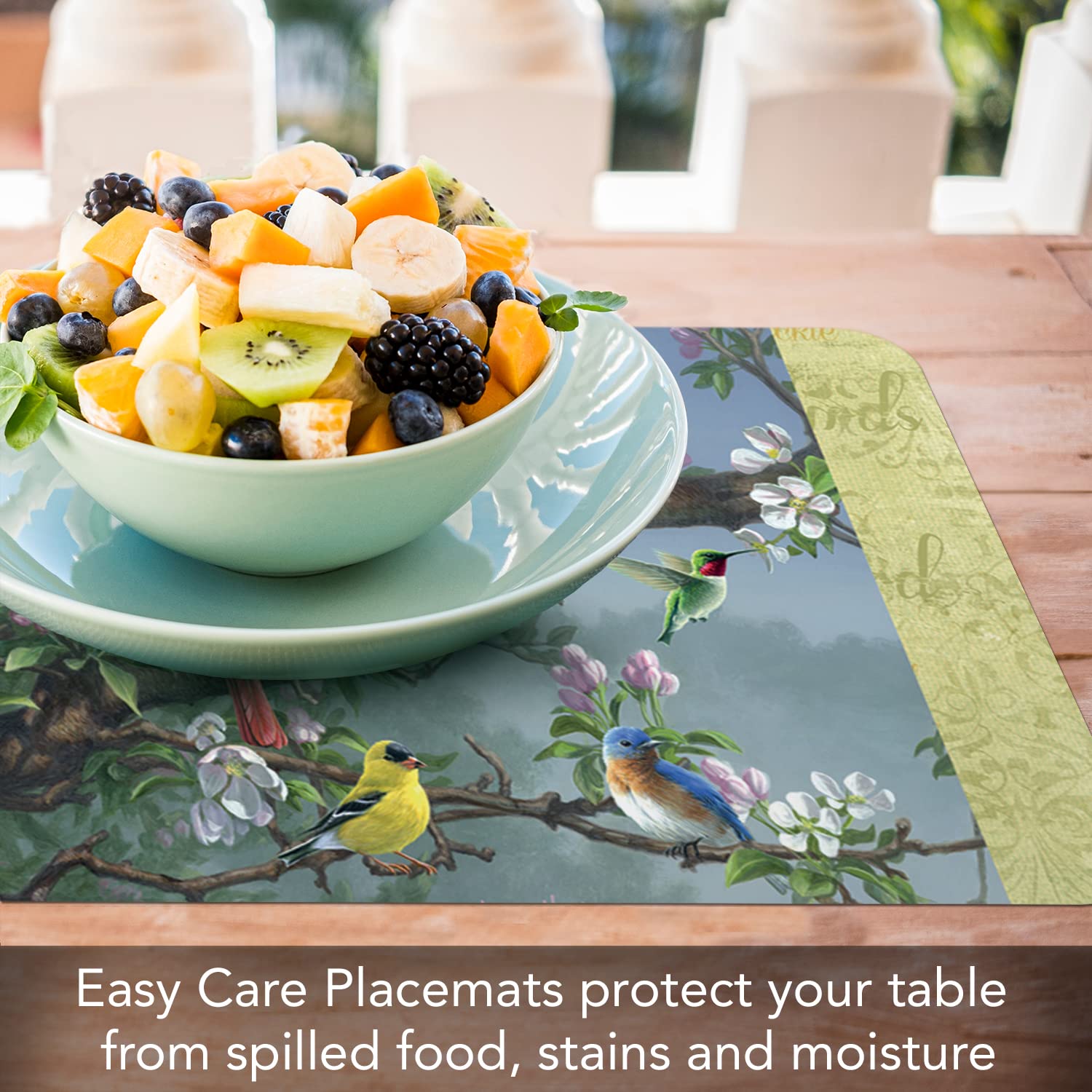 Counterart Beautiful Songbirds 4 Pack Reversible Easy Care Flexible Plastic Placemats Made In The Usa Bpa Free Easily Wipes Clea