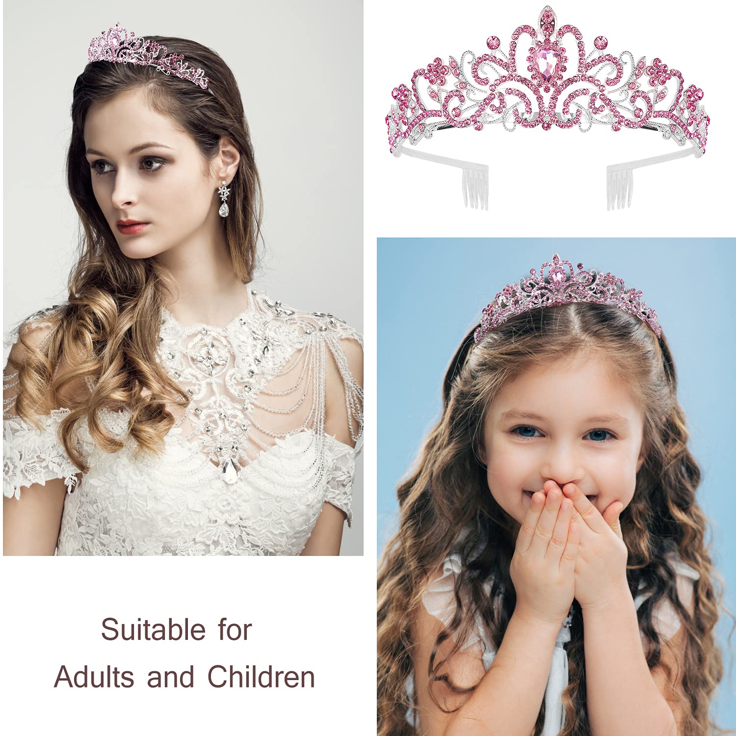 Birthday Tiara For Women, Tiara For Women Pink Rhinestone, Happy Birthday Queen Tiara For Women, Crown For Girls Tiaras Birthday