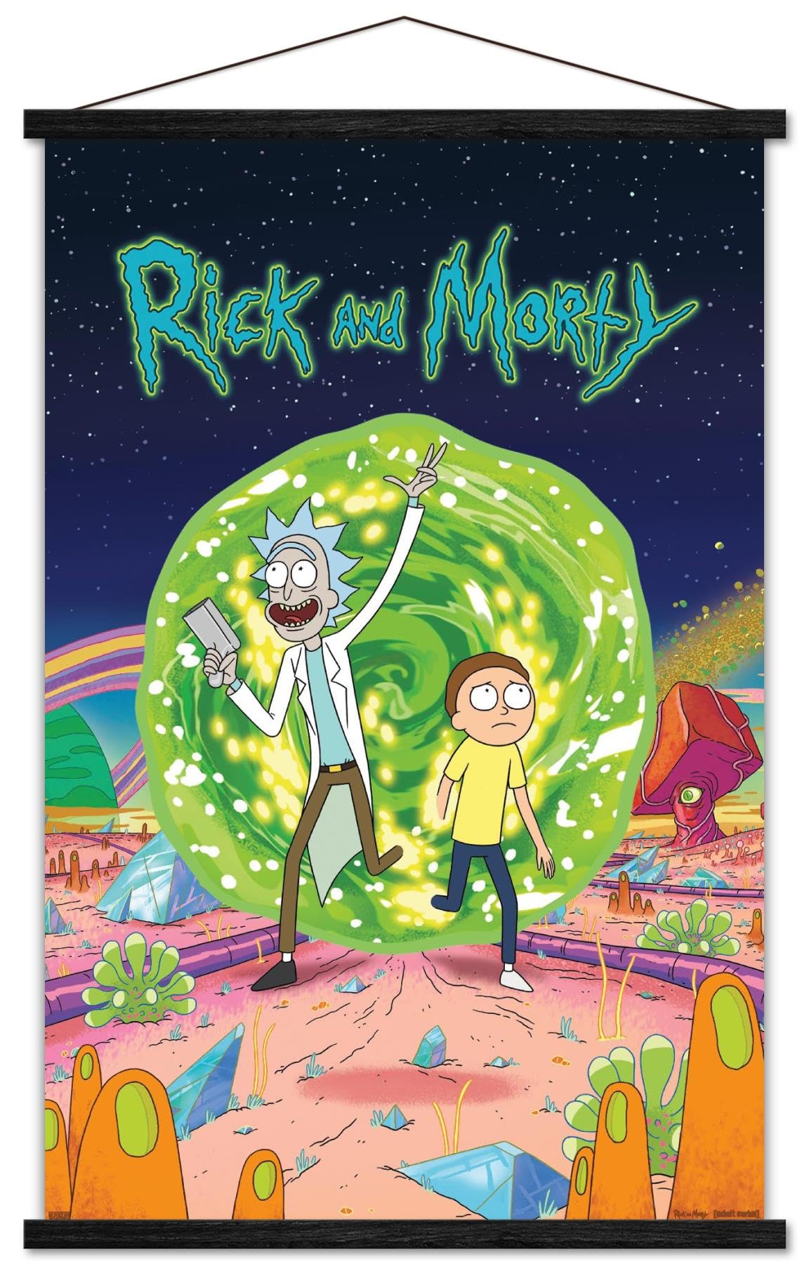 Trends International Rick And Morty - Cover Wall Poster, 22.375'' X 34'', Print And Black Hanger Bundle