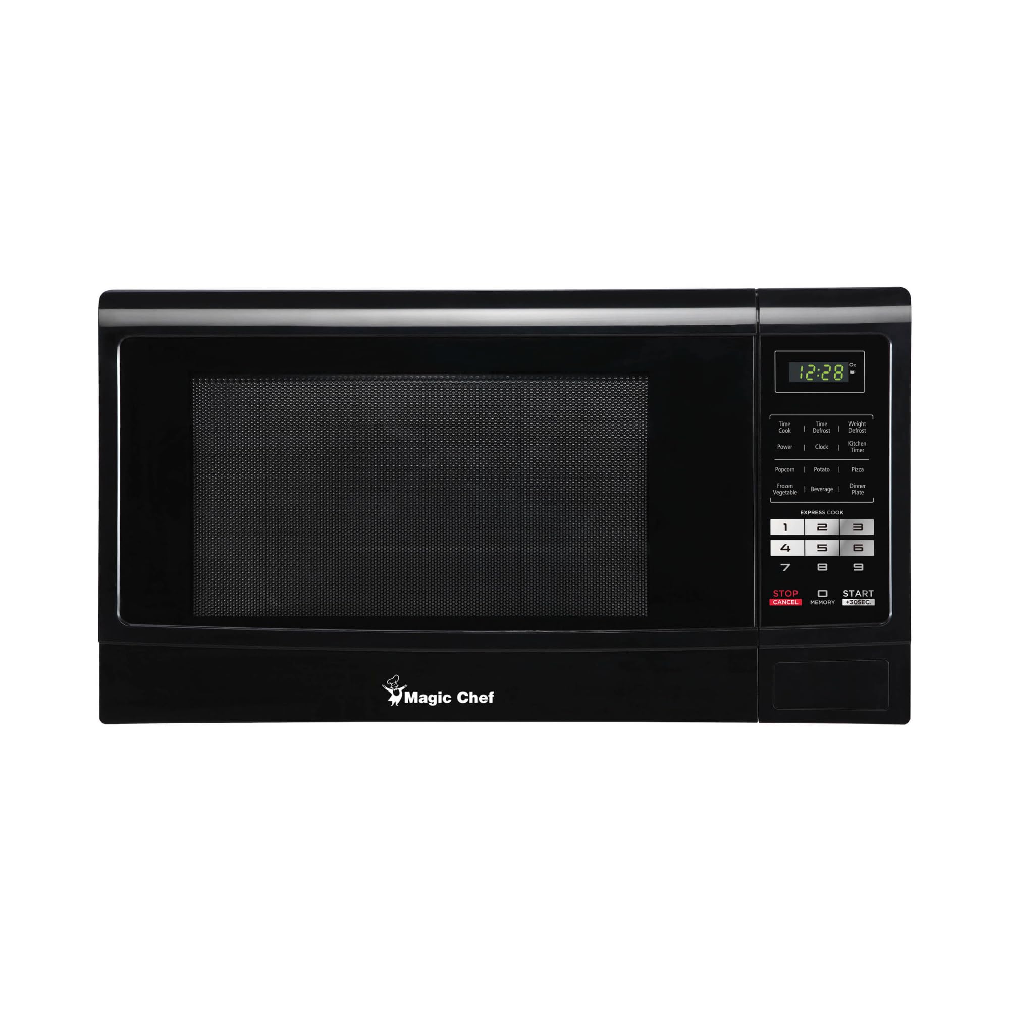 Magic Chef MCM1611B Countertop Microwave Oven, Standard Kitchen Microwave with Push-Button Door, 1,100 Watts, 1.6 Cubic Feet, Bl