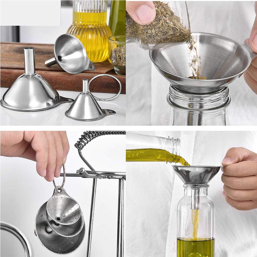 Norpro 3-Piece Stainless Steel Funnel Set, Large, Medium, And Small Mouth (2-Sets Total)