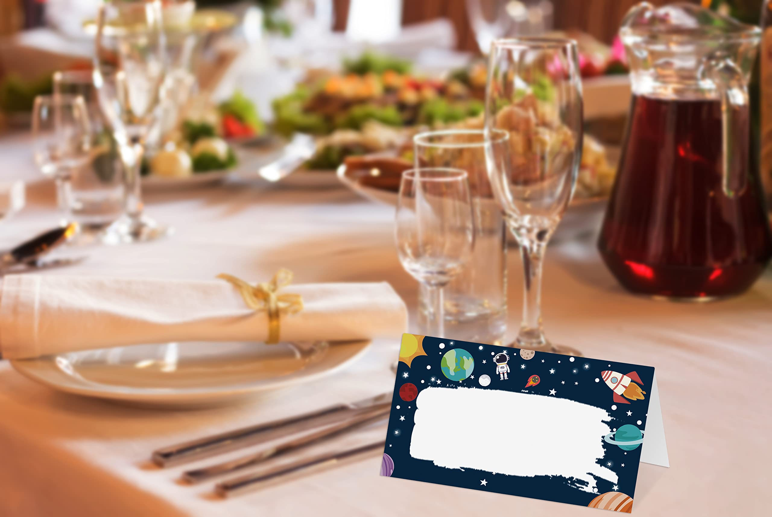 Place Cards For Wedding, Birthday Or Party, Outer Space, Uninerse Filled-In Name Place Cards, Foldover Seating Table Cards, 25 P