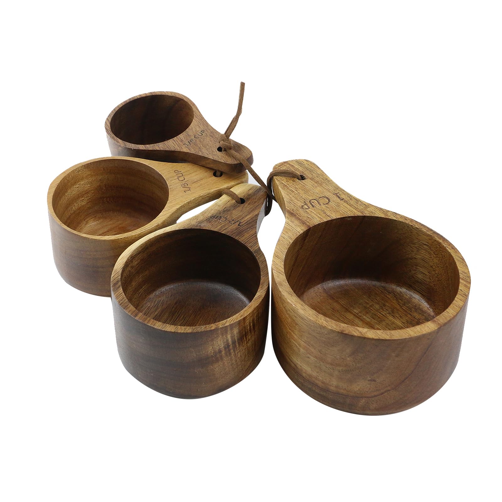 Mewutal 4Pcs/Set Wooden Measuring Cup And Measuring Spoon Kit For Baking Cooking Spice Coffee Tea Milk Powder